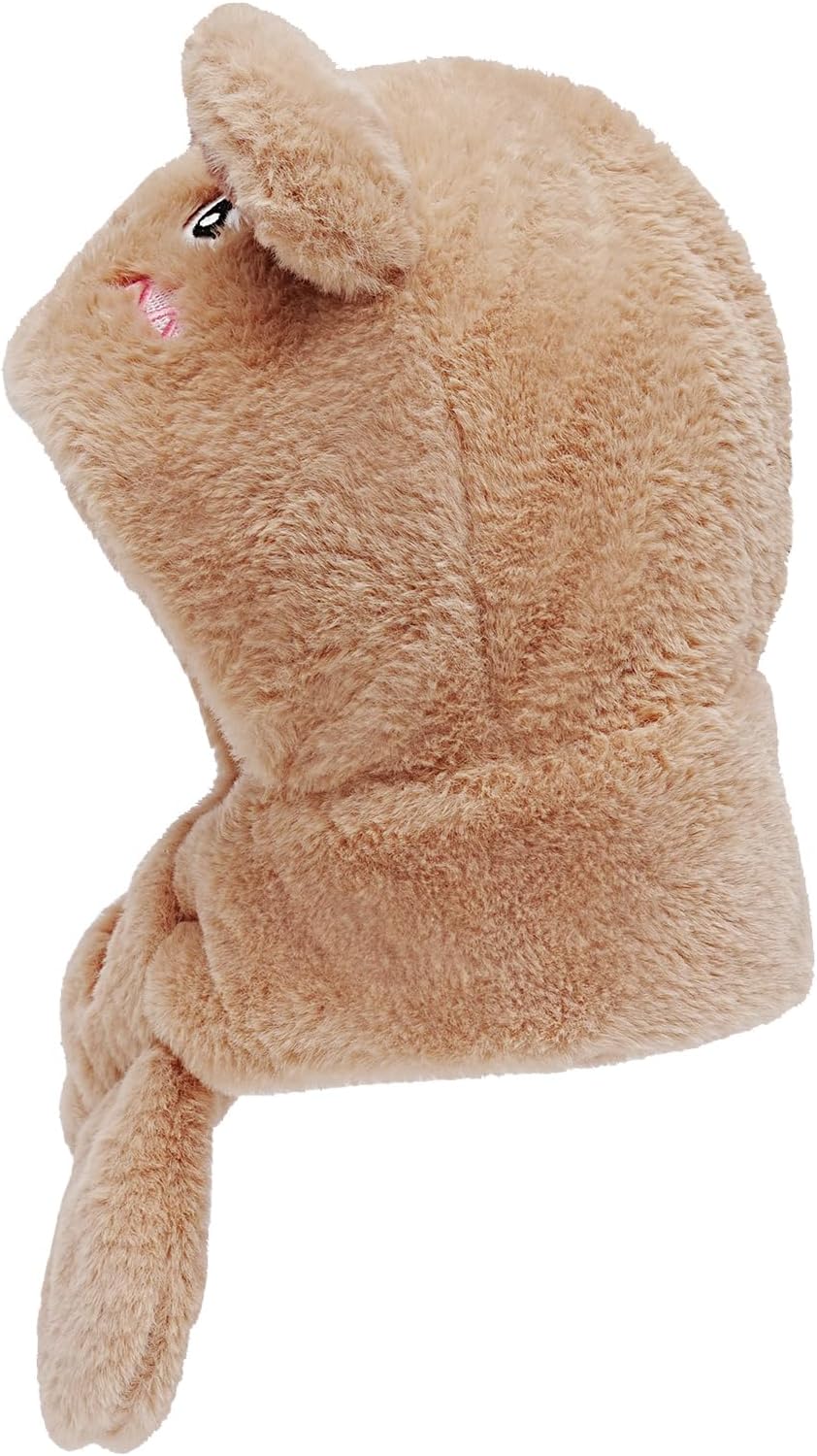 Winter Fuzzy Hat with Cartoon Scarf for Kids