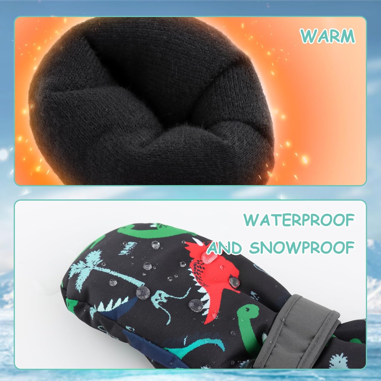 Durable Waterproof Kids Mittens Gloves for Winter