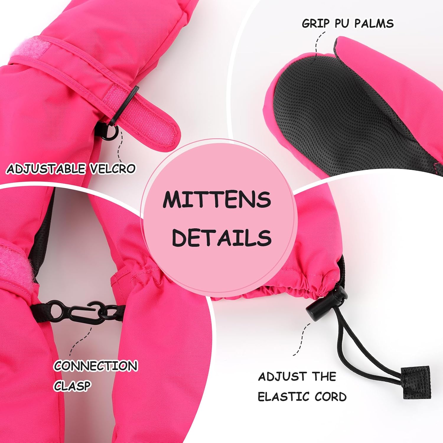 Duoyeree Waterproof Kids Mittens with Fleece Lining for Winter