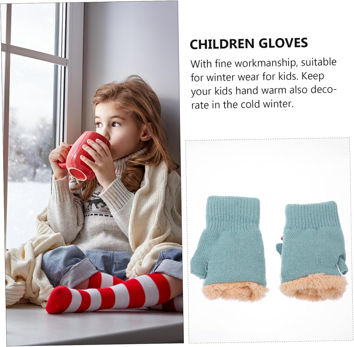 BESPORTBLEAdorable Windproof Half-Finger Gloves for Boys