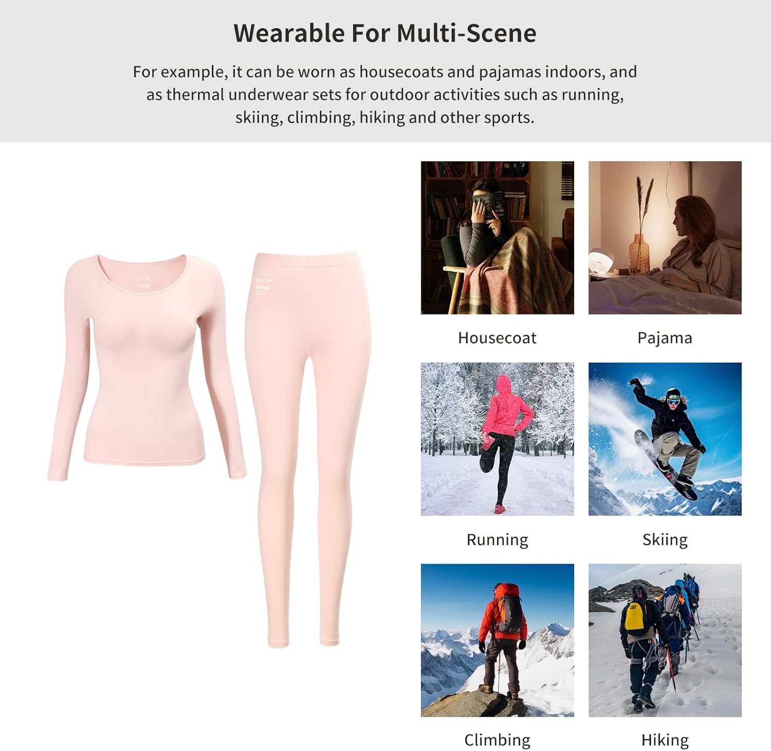 Womens Thermal Underwear Set for Big Girls and Teenagers