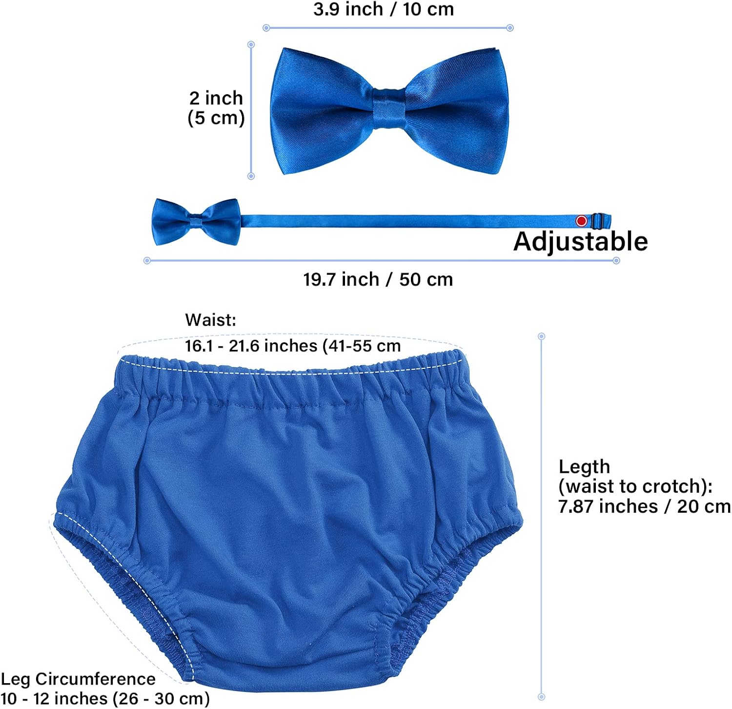 Suspenders Set for Baby Boys - First Birthday Bow Tie and Diaper Cover