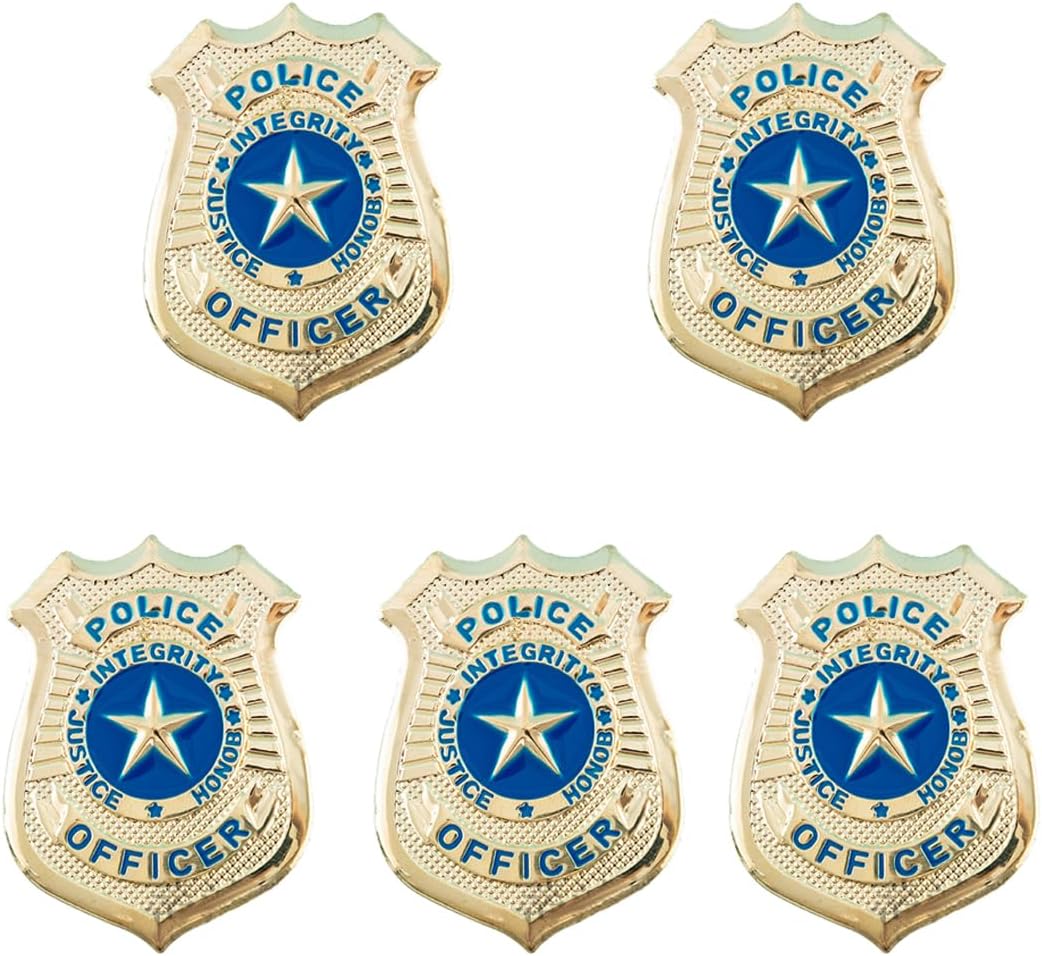 5Pcs Police Badge Pin Role Play Costume Accessory