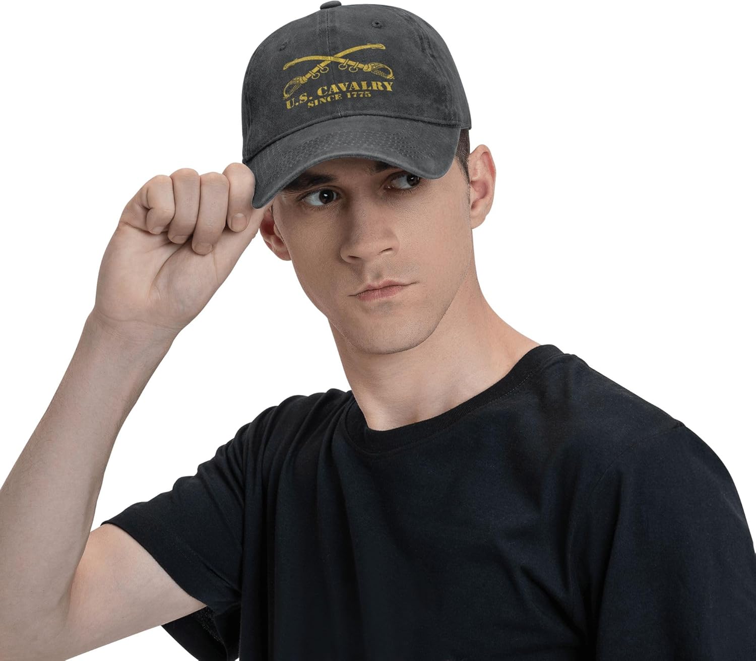 Outftnes Us Cavalry Army Branch Crossed Sabers Military Hat Adjustable Unisex Baseball Cap