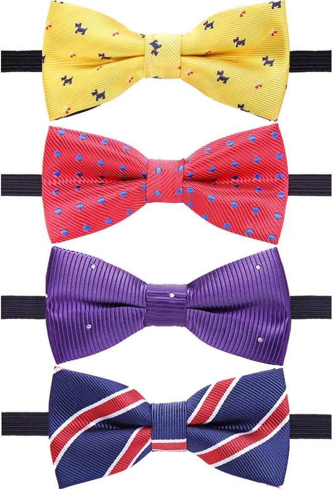 AUSKY 4 Pack Adjustable Pre-tied Bow Ties for Boys