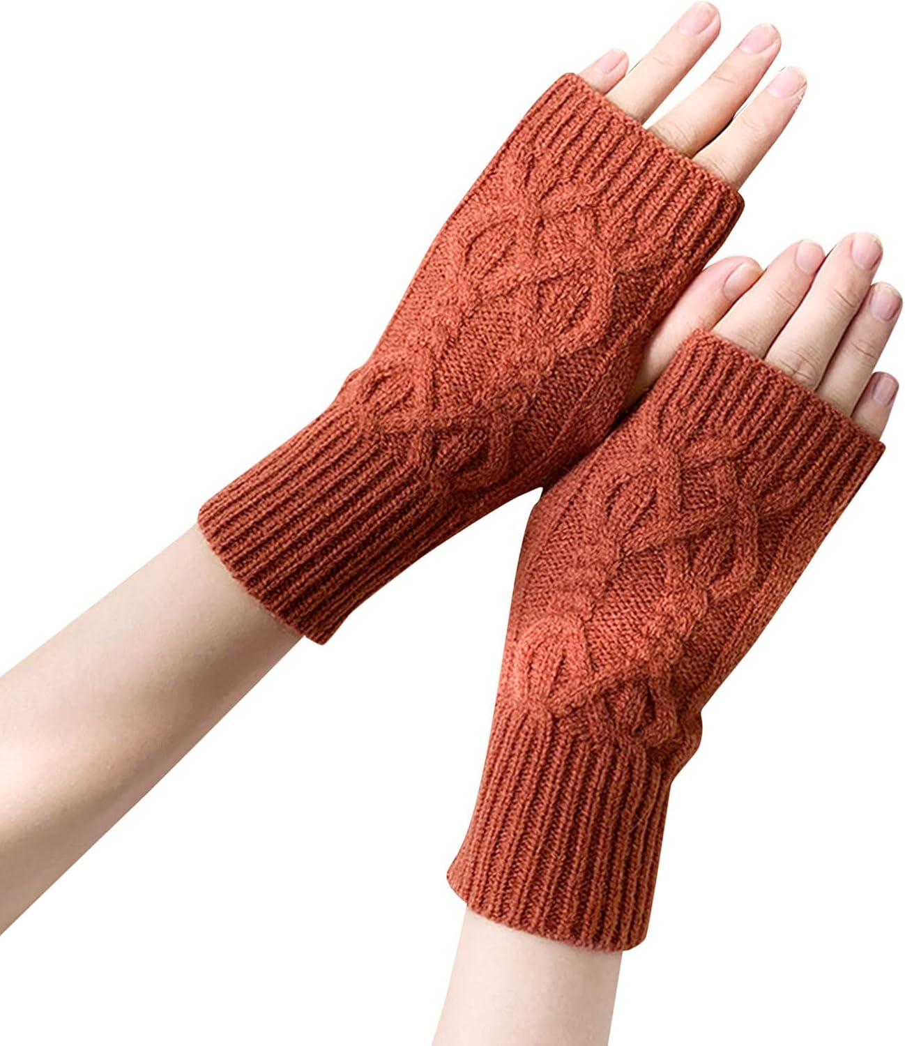 Thick Knitted Fingerless Gloves for Women