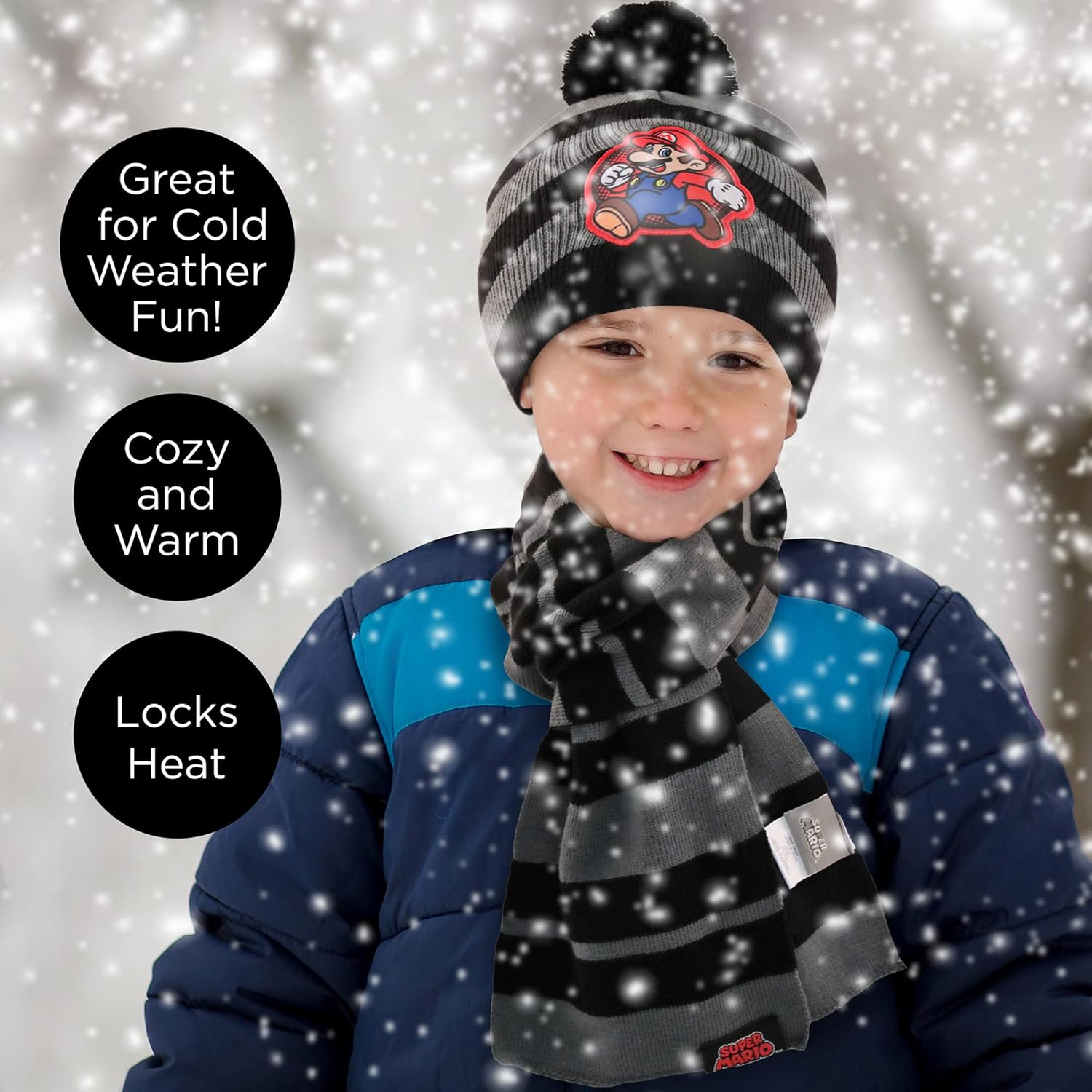 Nintendo Mario Kids Scarf Hat and Gloves Set