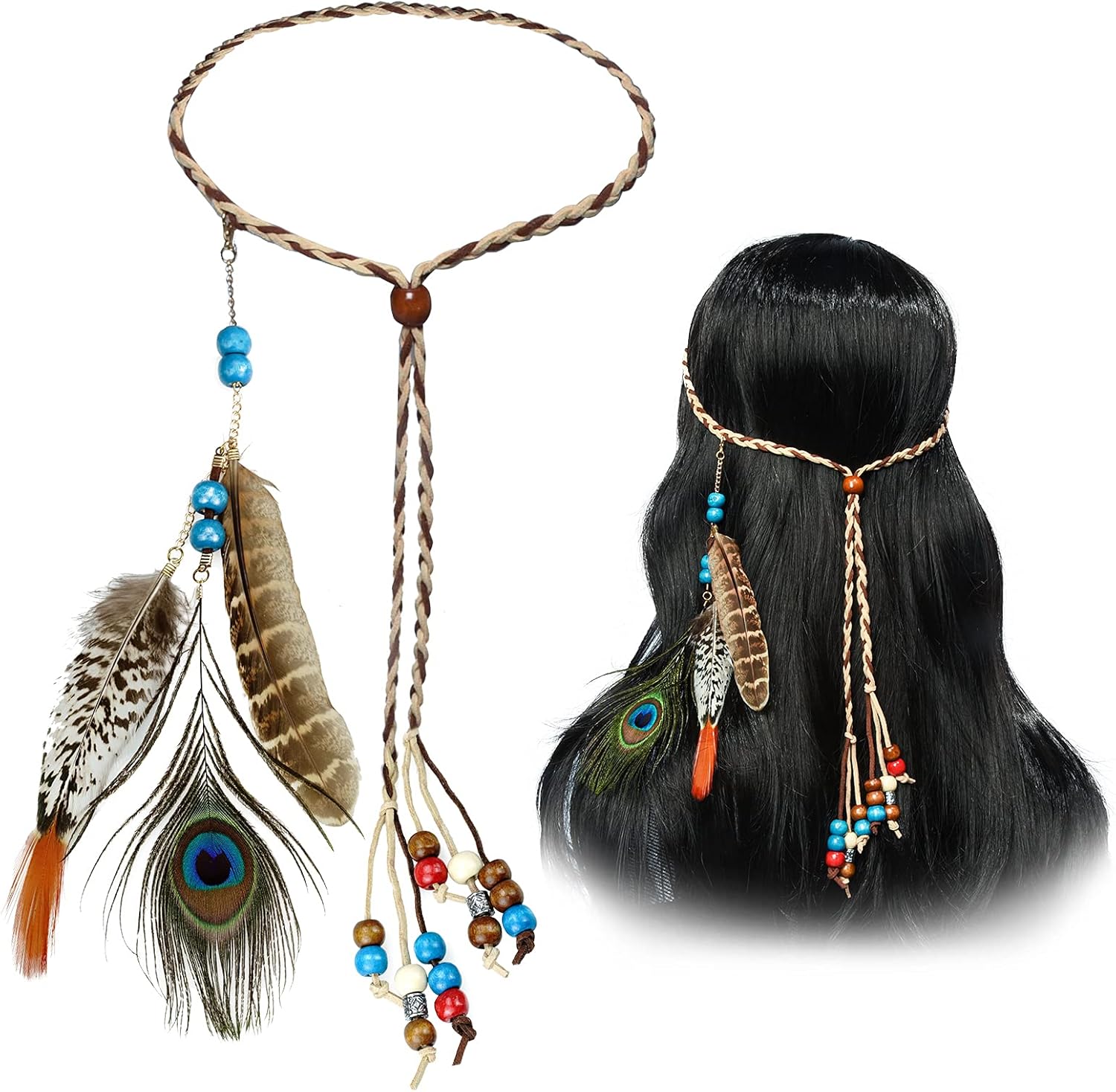 OBMWANG Boho Feather Headband for Women and Girls