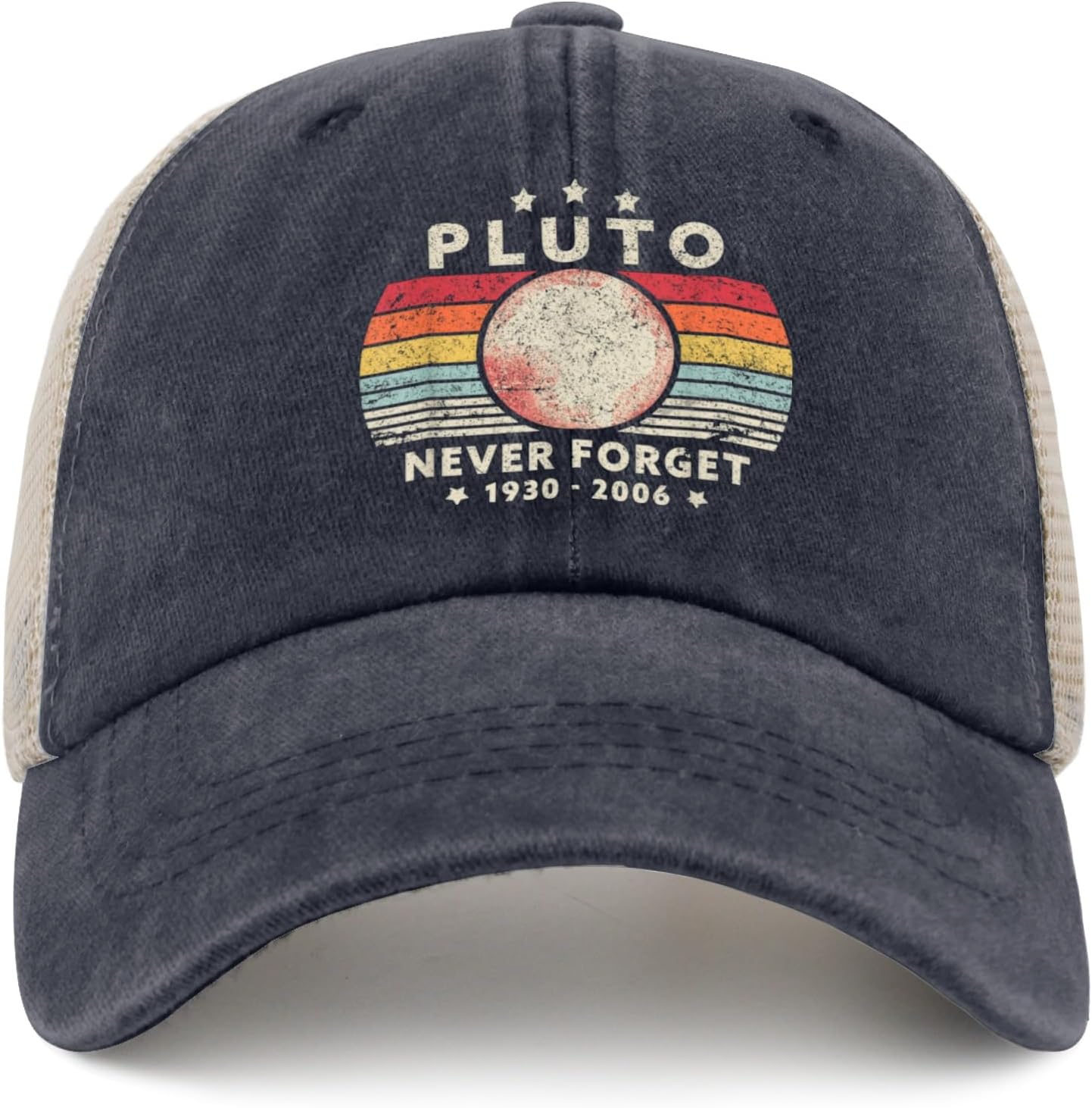 Never Forget Plutos Retro Style Funny Trucker Hat