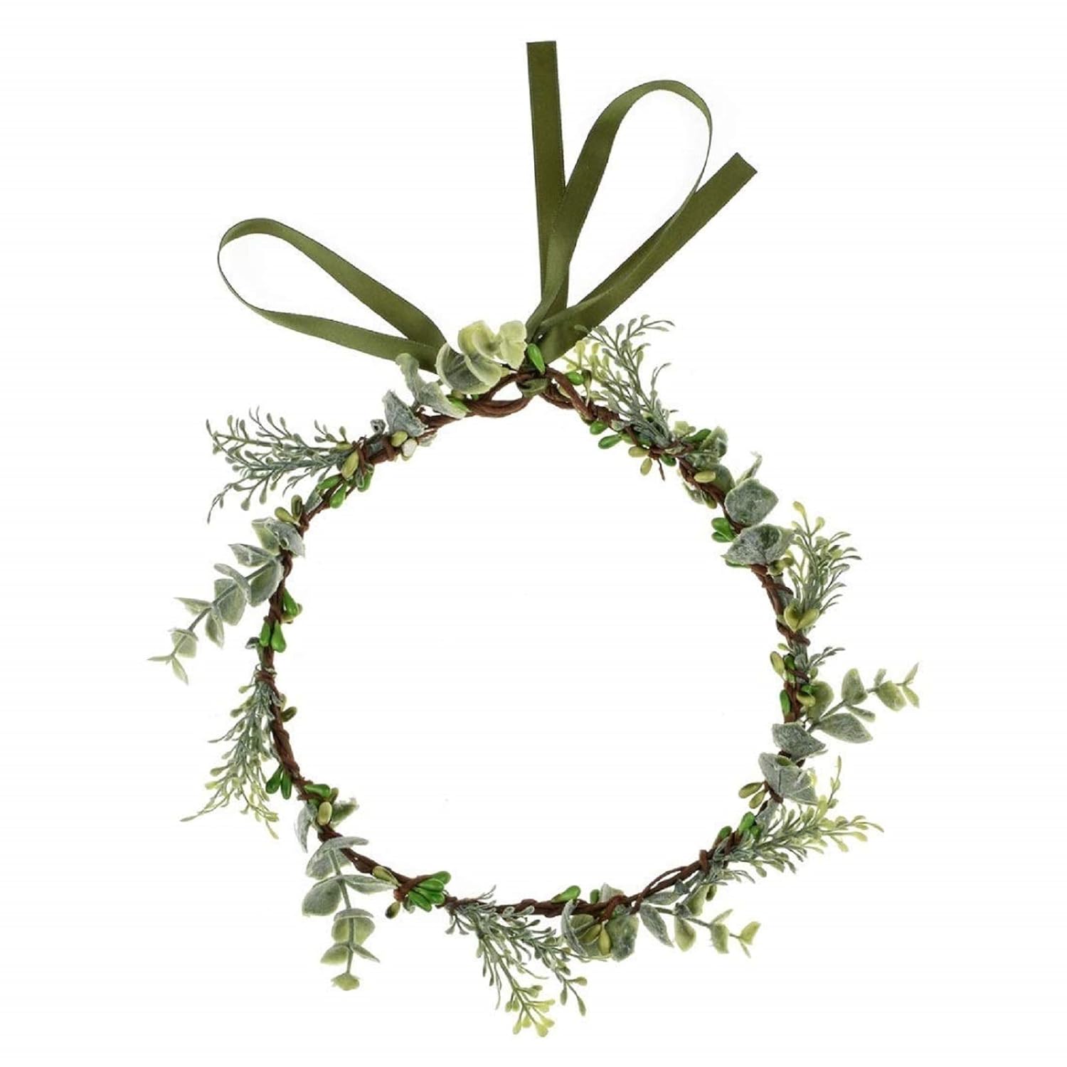 Dazzling Bridal Green Leaf Eucalyptus Crown Headband for Weddings Festivals