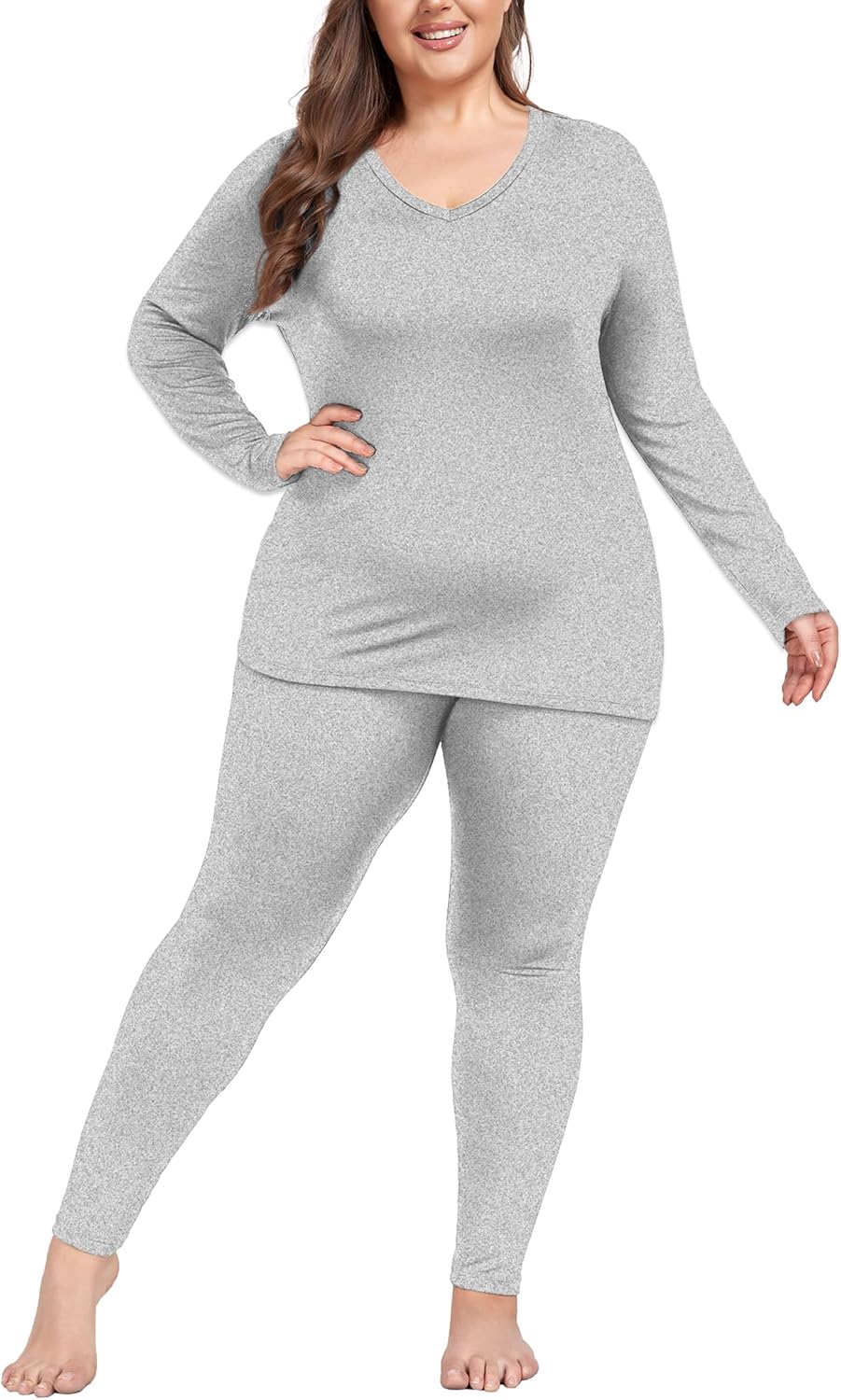COOTRY Plus Size Thermal Underwear Set for Women