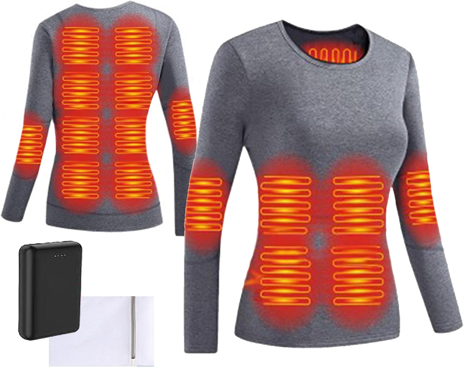 Womens 16 Heating Zone Thermal Underwear for Skiing Hiking Camping
