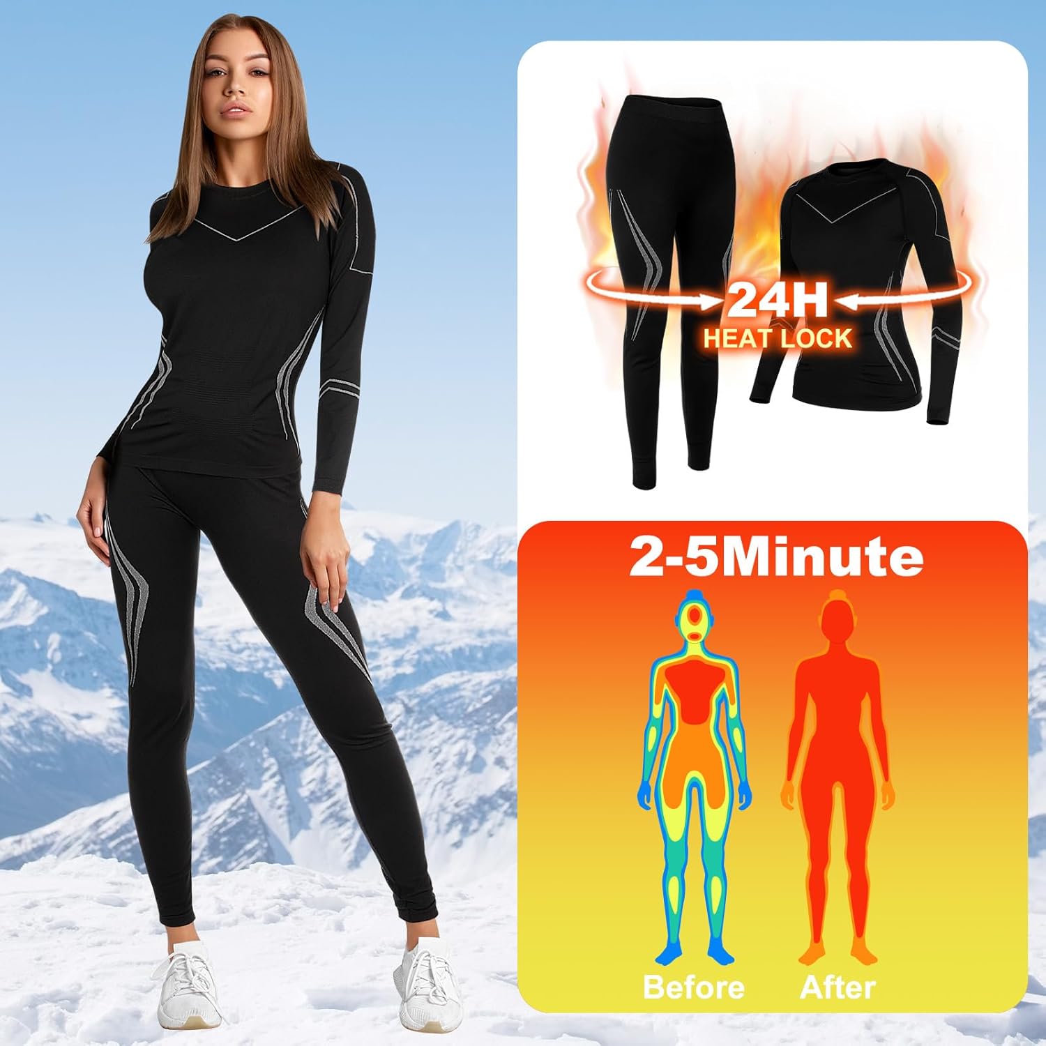 Comfort Warm 2-Pack Thermal ski underwear for Women