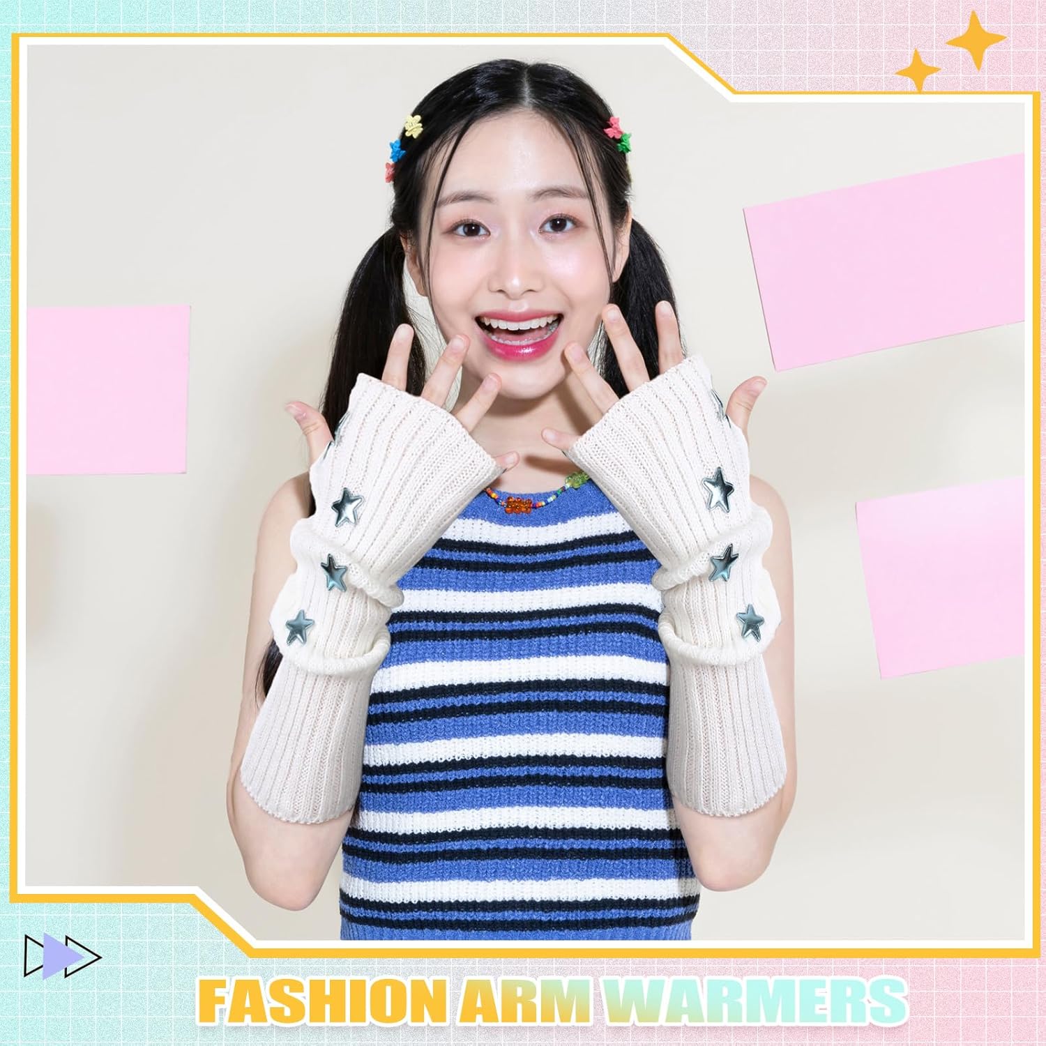 Berlune 6-Pair Cute Warmers Kawaii Y2K Japanese Style Warm Soft Stylish