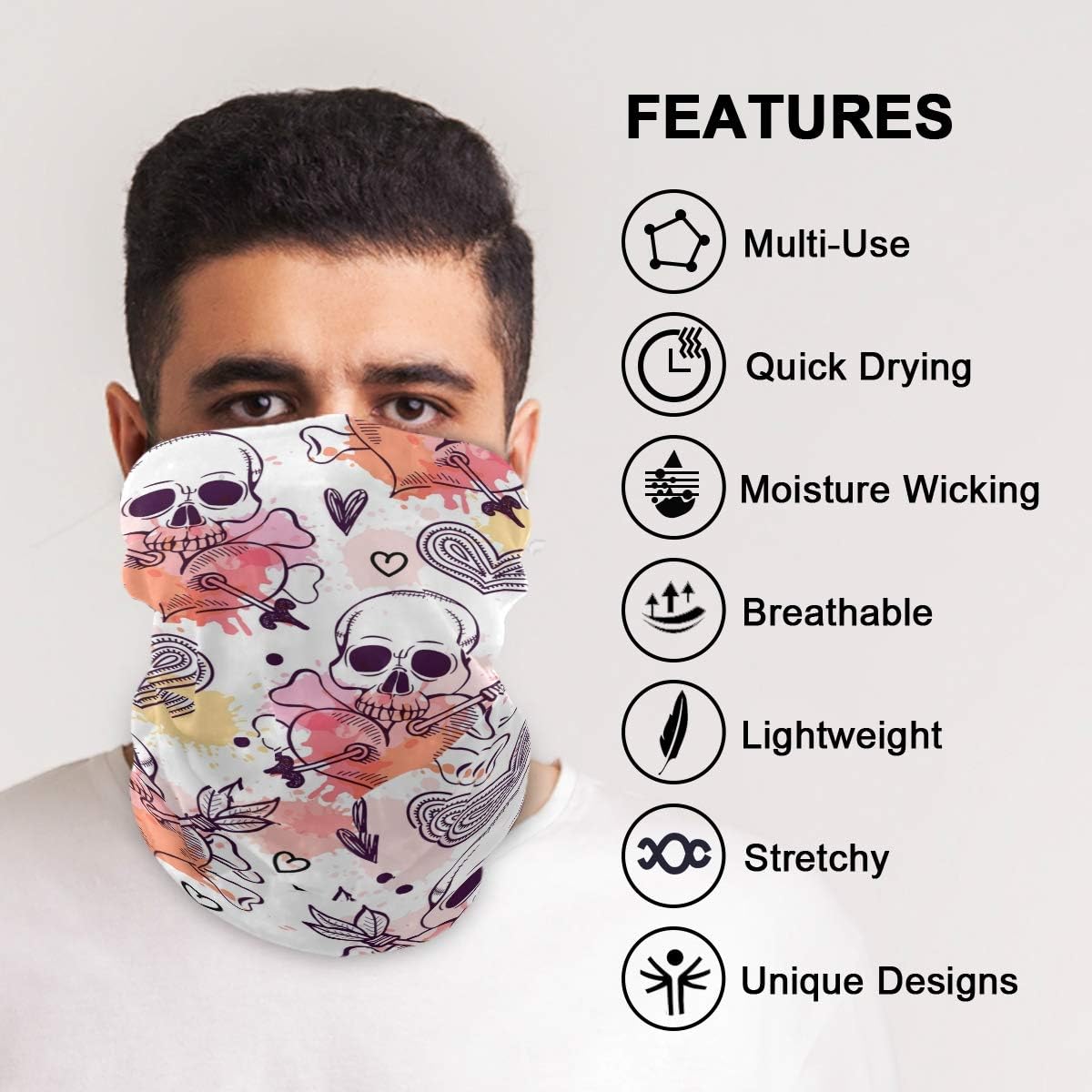 Unisex Balaclava Face Scarf Novelty Bandana Headwear for Men Women Boys Girls