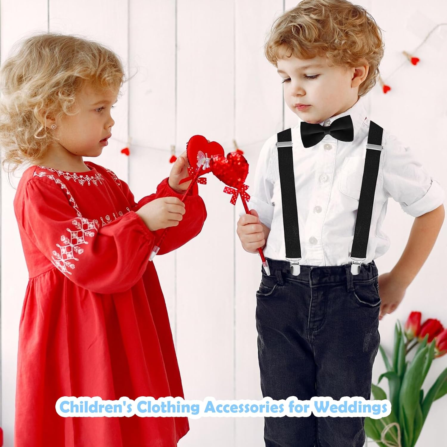 Adjustable Bow Ties and Suspenders for Boys Set