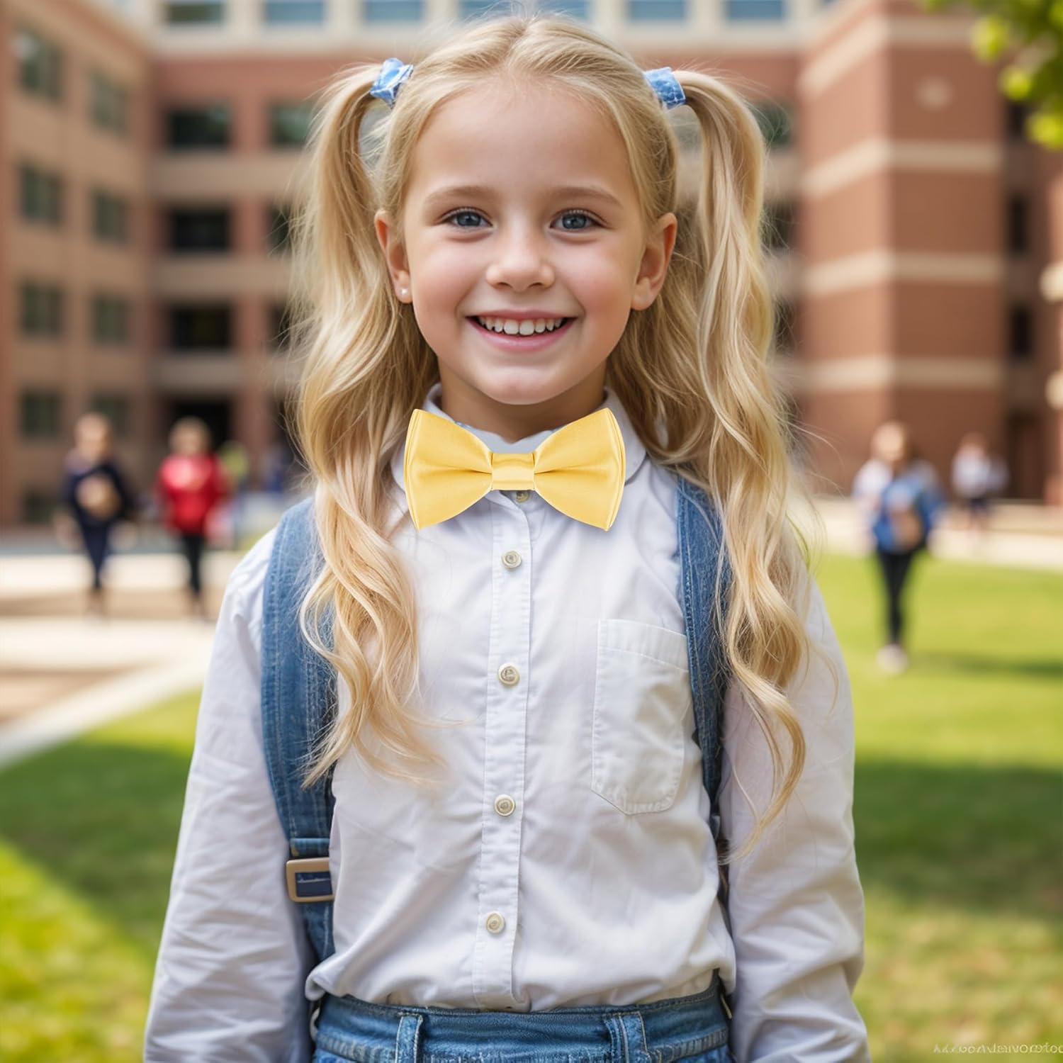 Boys Soft Adjustable Bow Tie Solid Color Satin