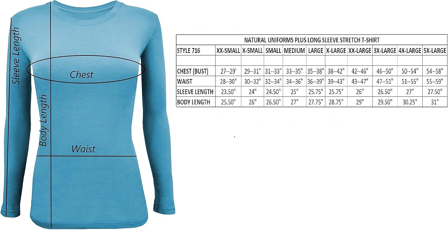 Natural Uniforms Womens Under Scrub Long Sleeve T-Shirt Crew Neck