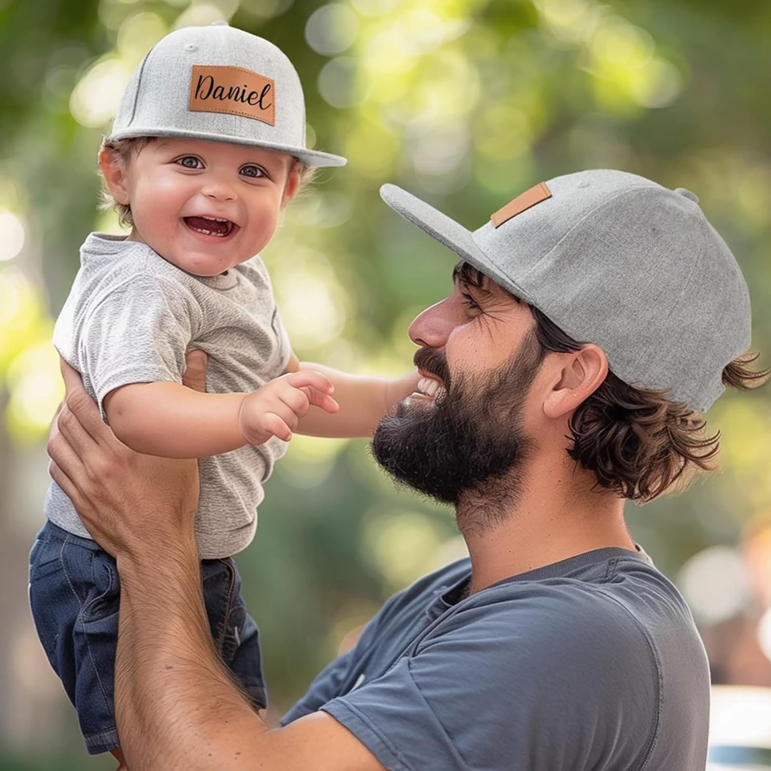 Handmade Custom Toddler Leather Patch Hats - Personalized Dad And Me Accessories