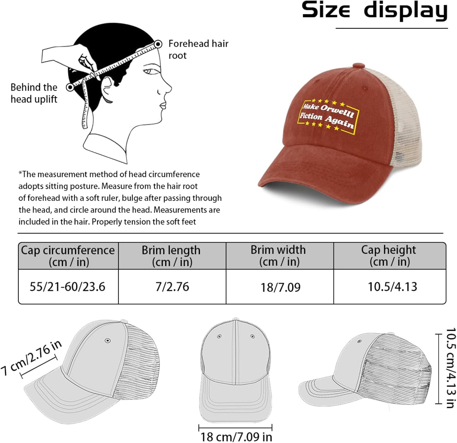 Make Orwelll fiction again Mens funny trucker hat