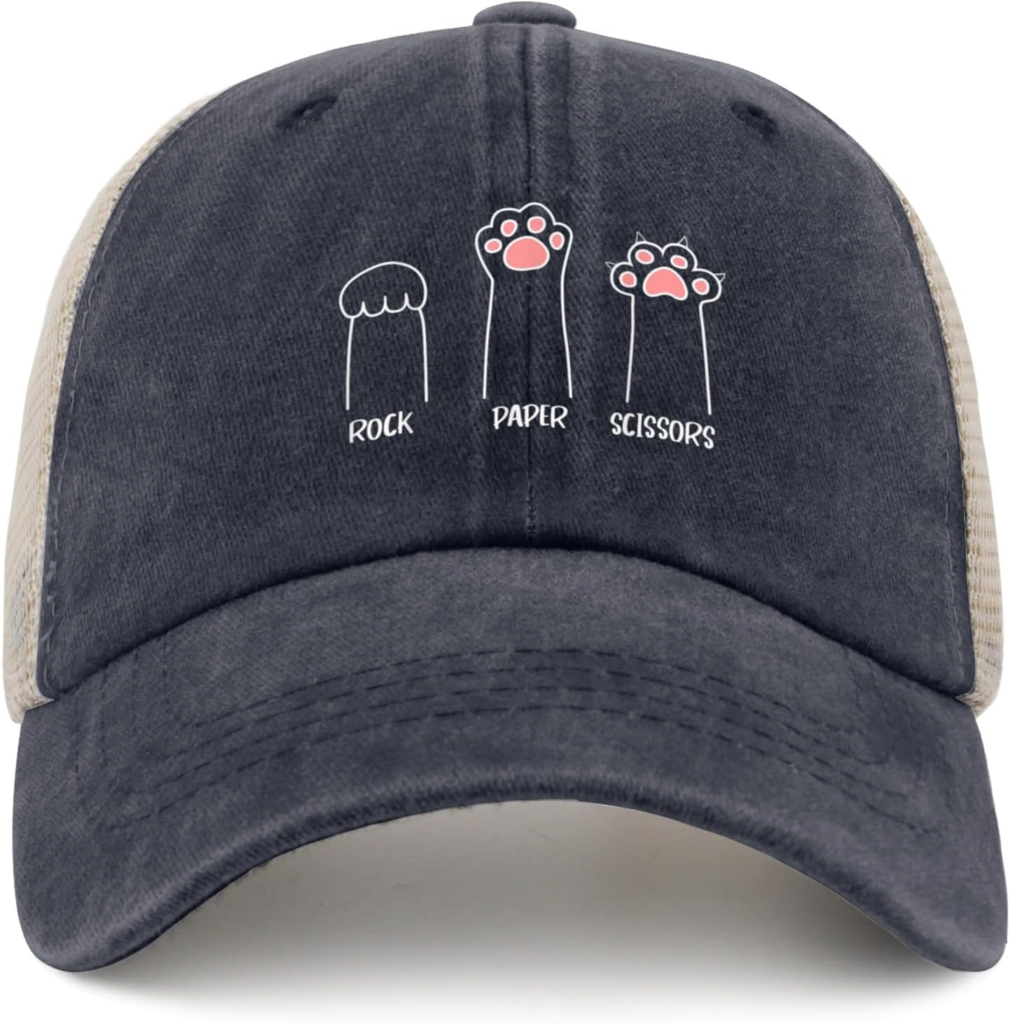 Rock Paper Scissors Cute Paw Funny Cat Baseball Hat for Women
