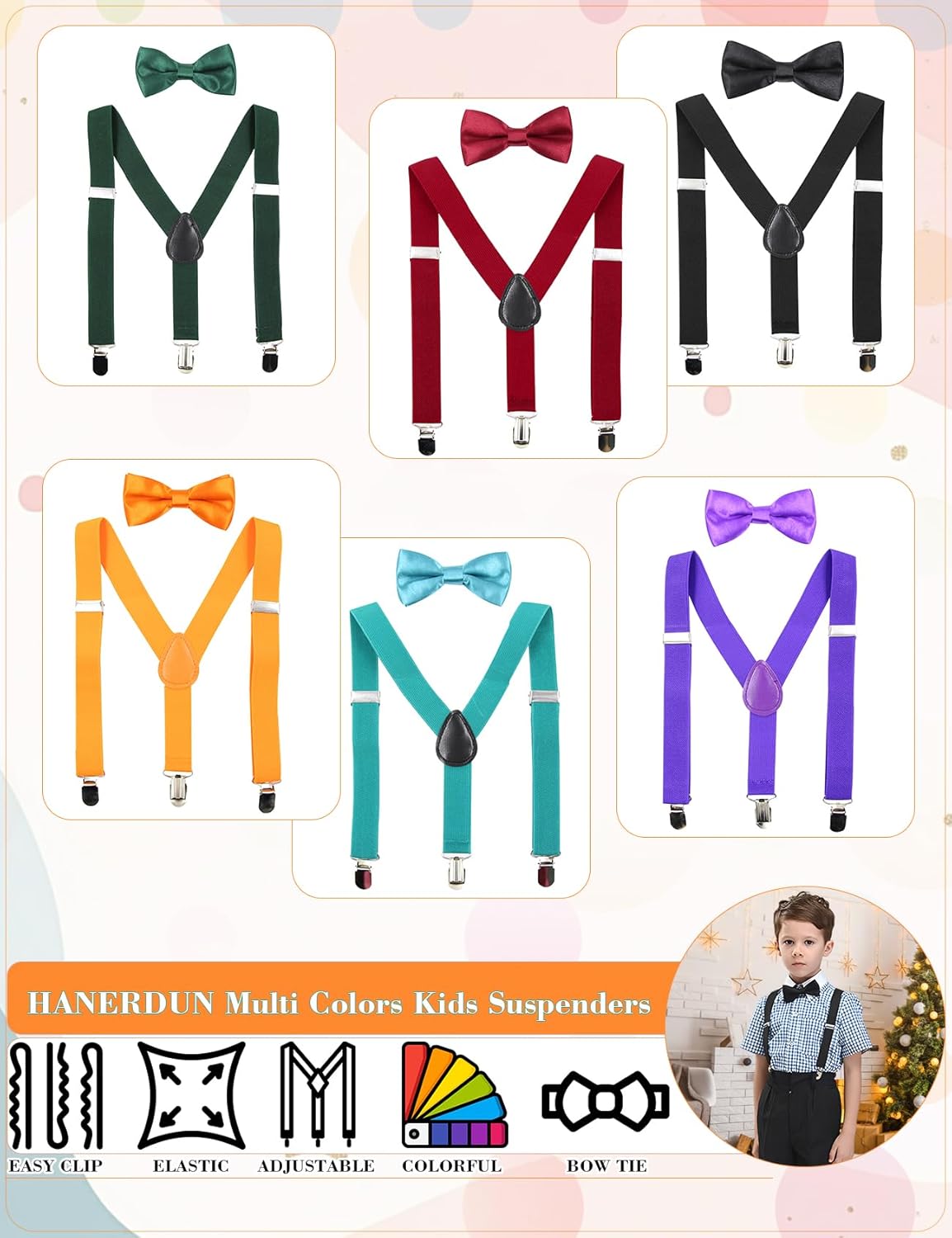 HANERDUN Kids Suspenders Bow tie Set
