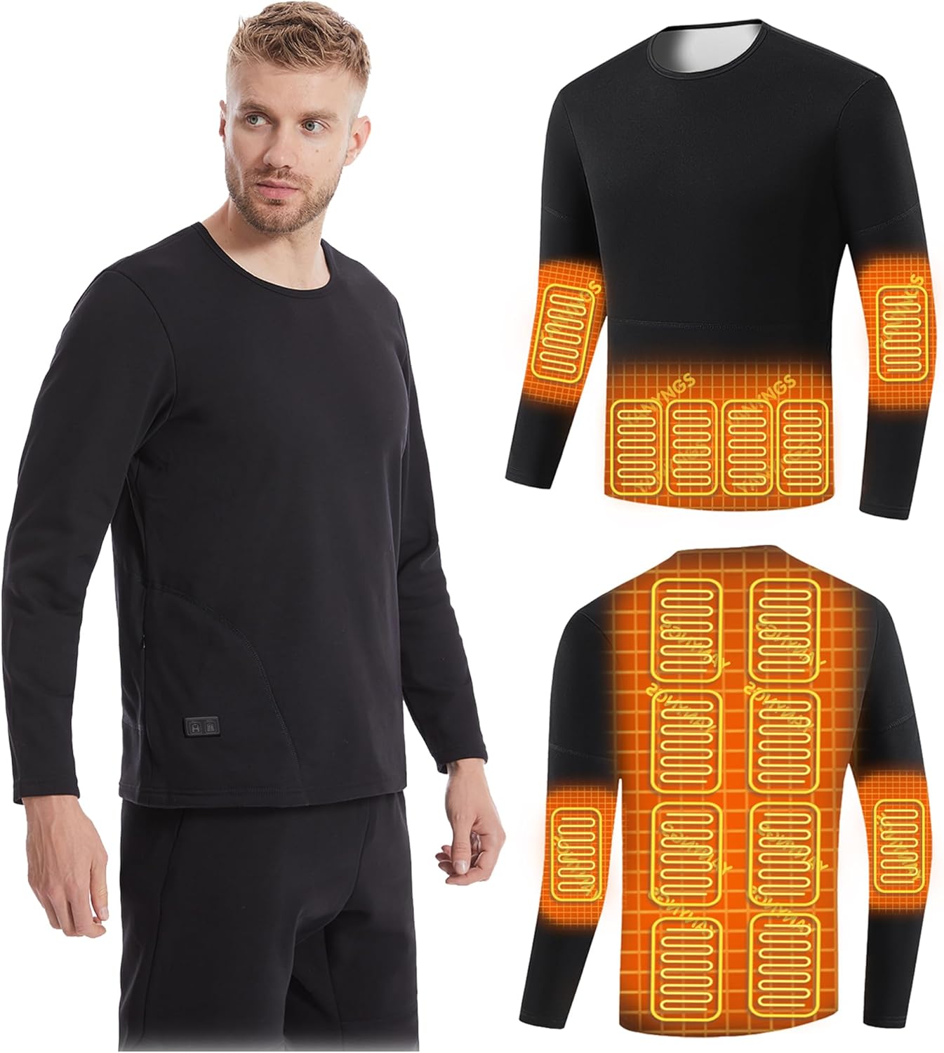 Heated Underwear Shirts for Men Women Thermal Baselayer with 3 Heating Levels