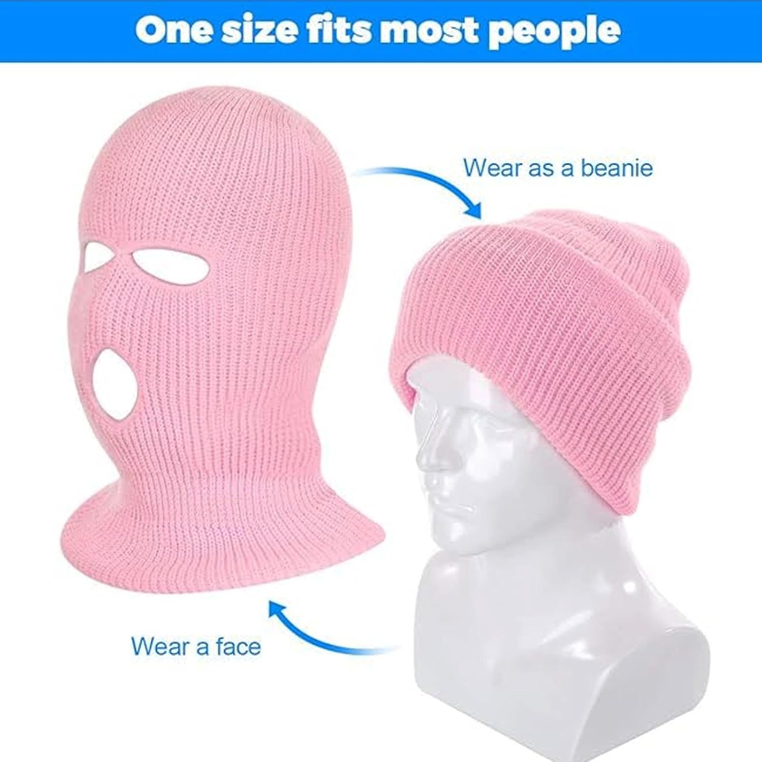 3 Hole Knitted Full Face Ski Mask for Men Women