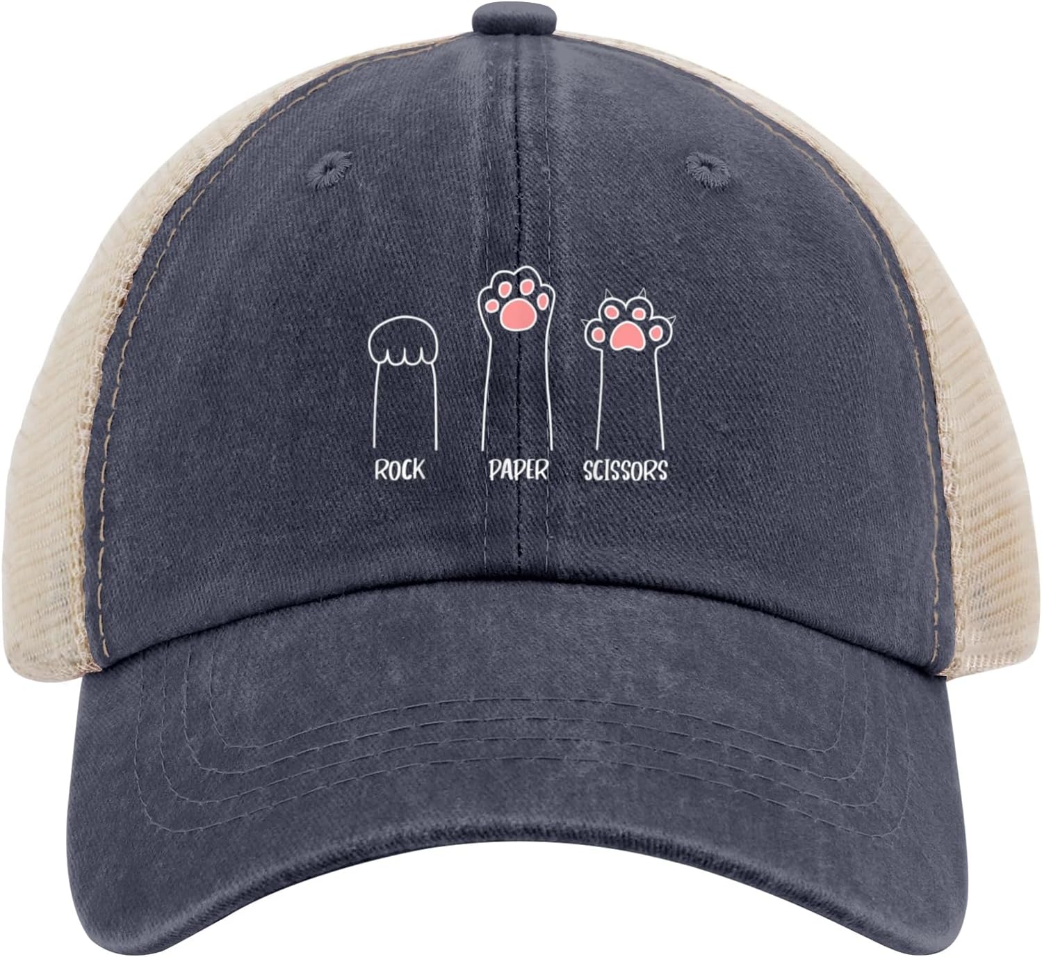Rock Paper Scissors Cute Paw Funny Cat Baseball Hat for Women