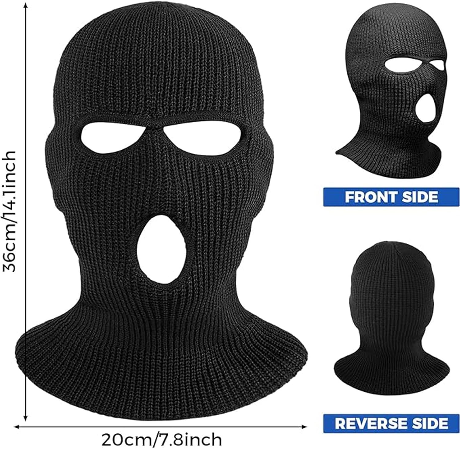 3 Hole Knitted Full Face Ski Mask for Men Women