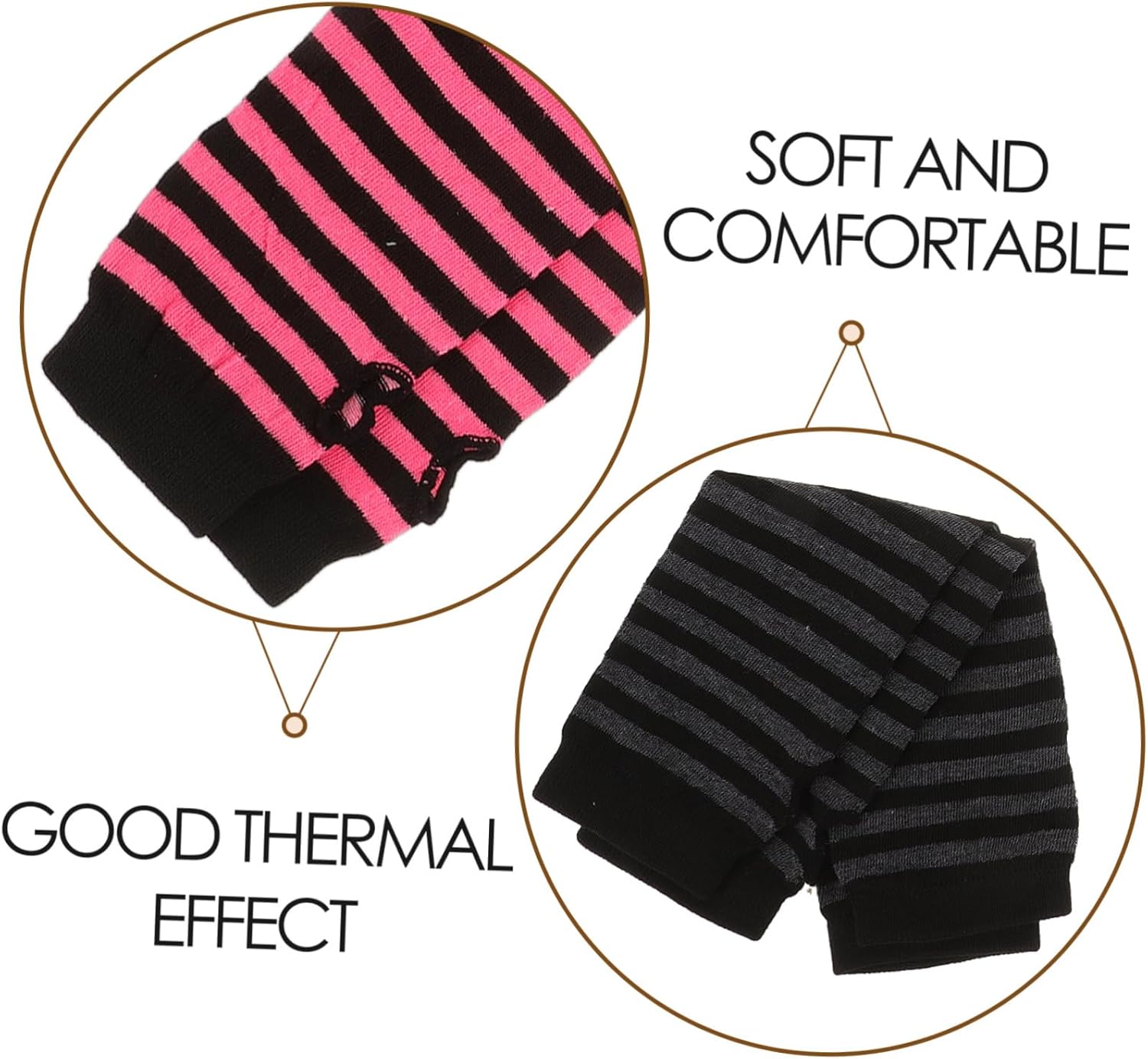 Women Fingerless Knitted Striped Arm Warmers for Winter