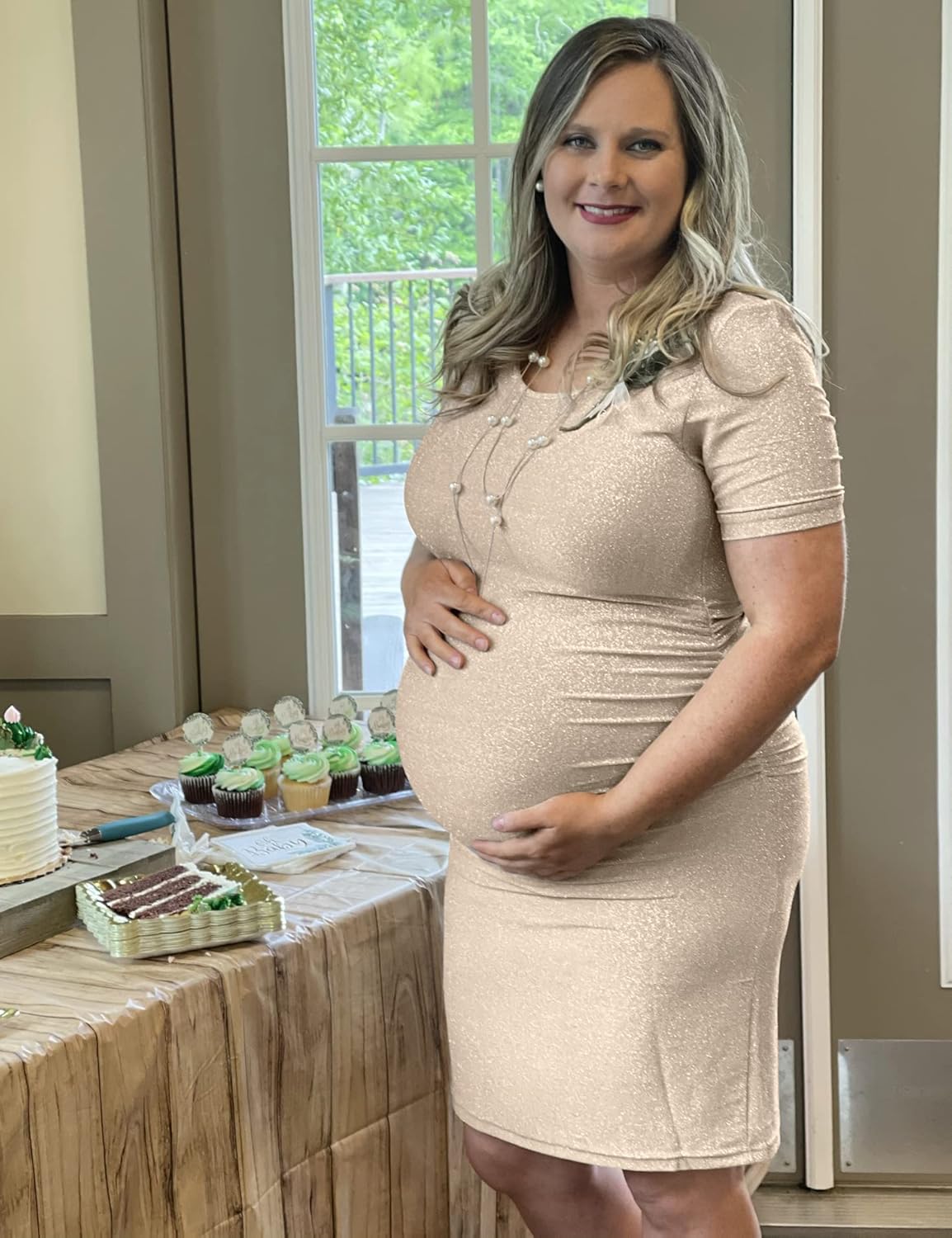 Perfect Maternity Dress Glitter Bodycon for Photoshoots