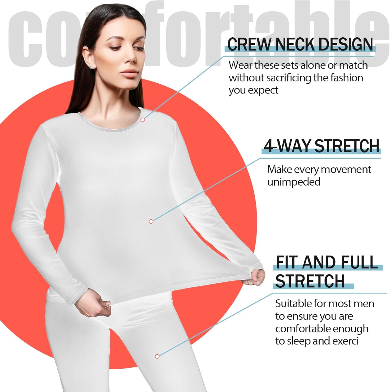 Patelai 5 Set Thermal Underwear for Women Warm Comfortable