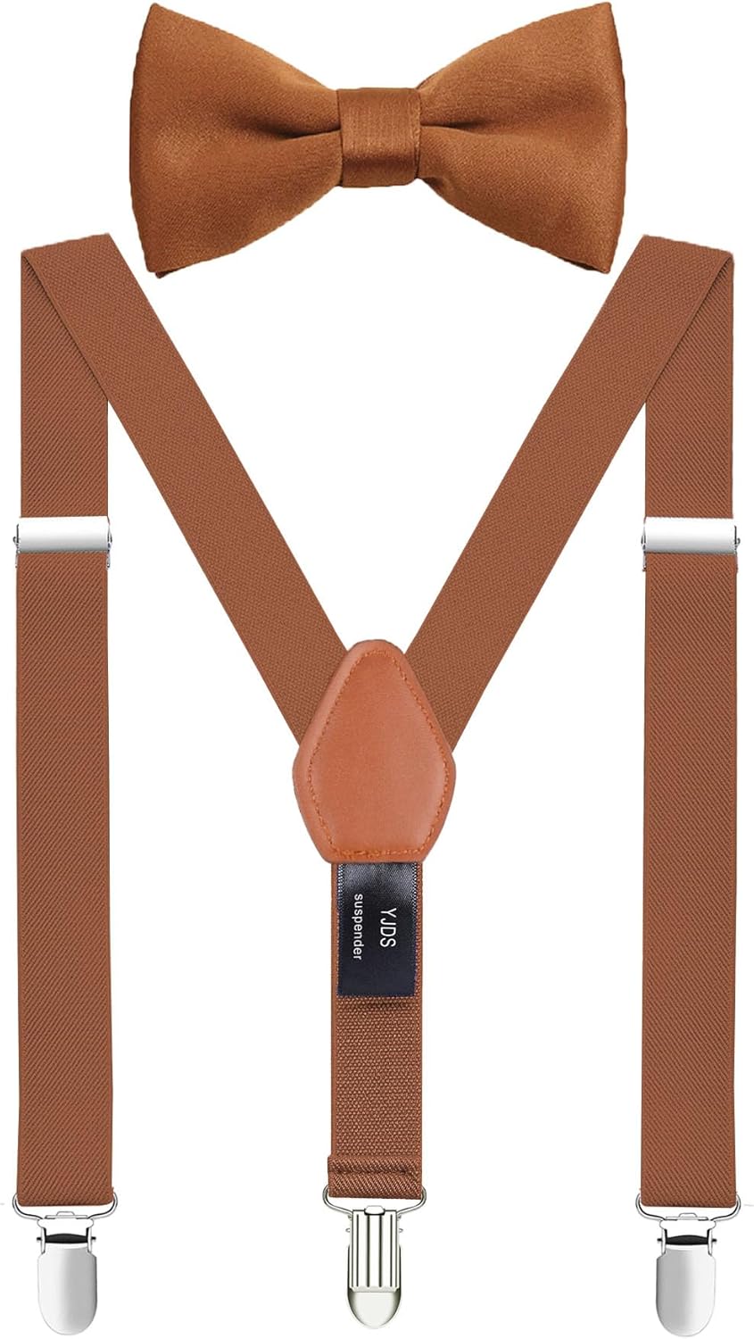 Adjustable Elastic Suspenders and Bow Tie Set for Men and Boys