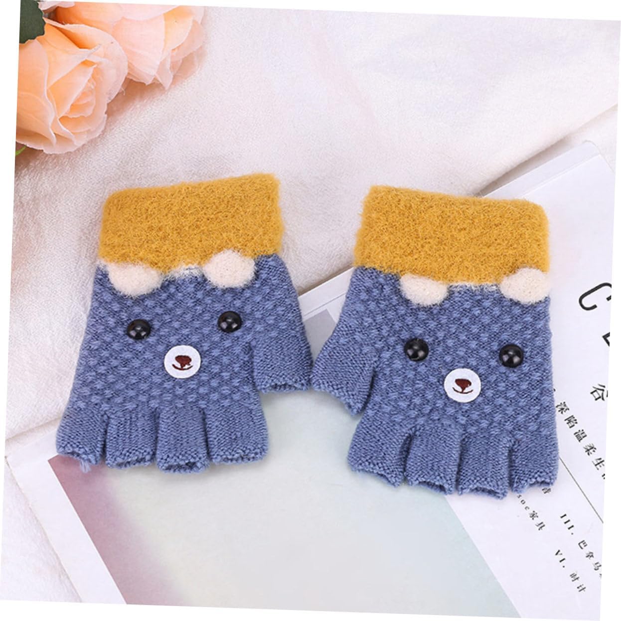 4-Piece Stretch Warm Fingerless Mitten Gloves for Boys
