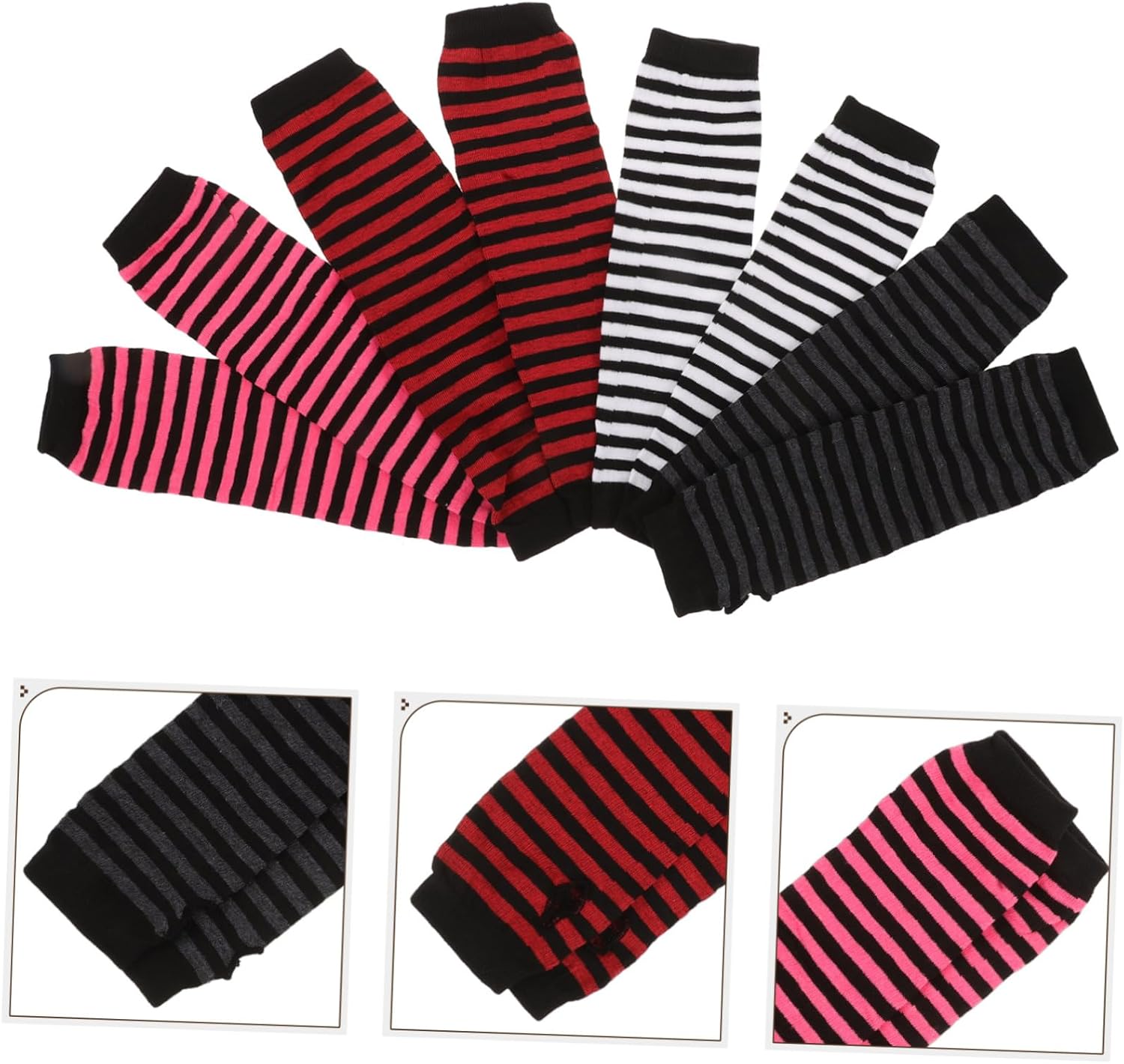 BESPORTBLE Women Fingerless Mittens Arm Warmers with Striped Design