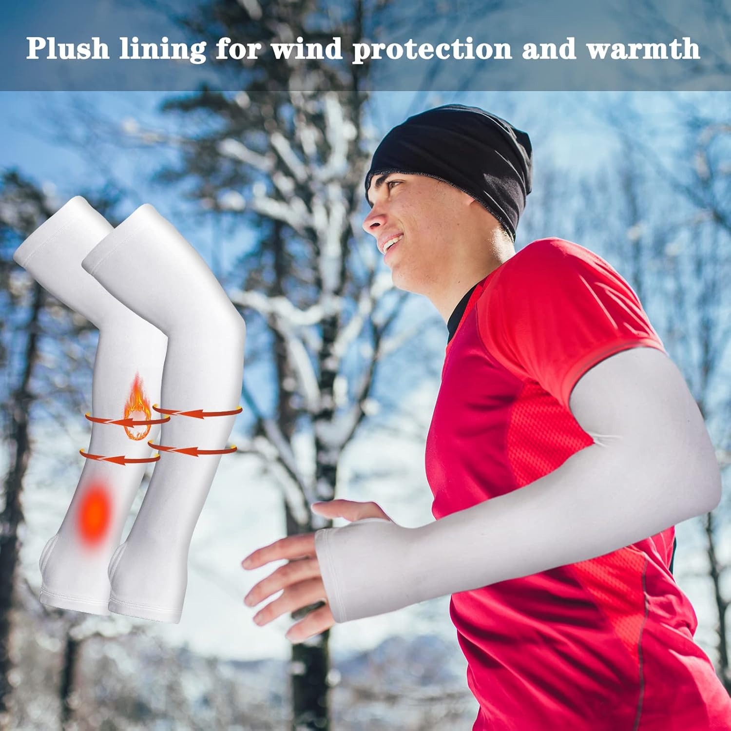 Skylety 2 Pair Arm Warmers Winter Thermal Warmers for Men Women