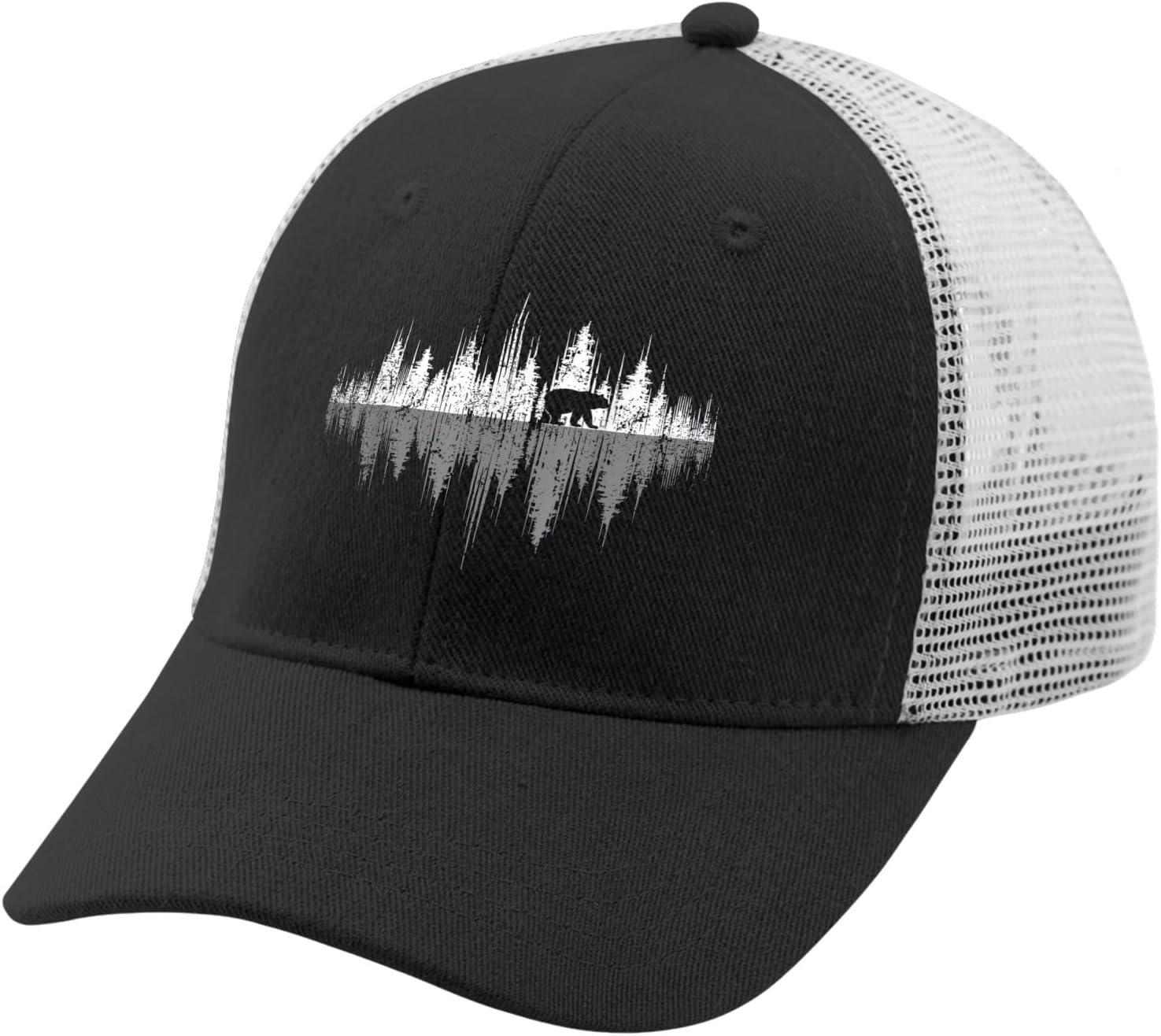 Trees Reflection Wildlife Bear Trucker Hat for Women