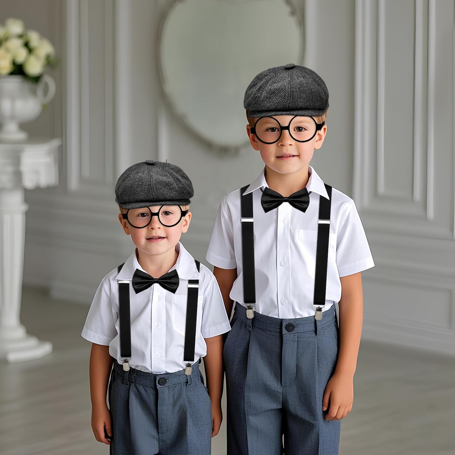 Classic 4-Piece Suspender Set for Boys - 1920s Recreation Accessories