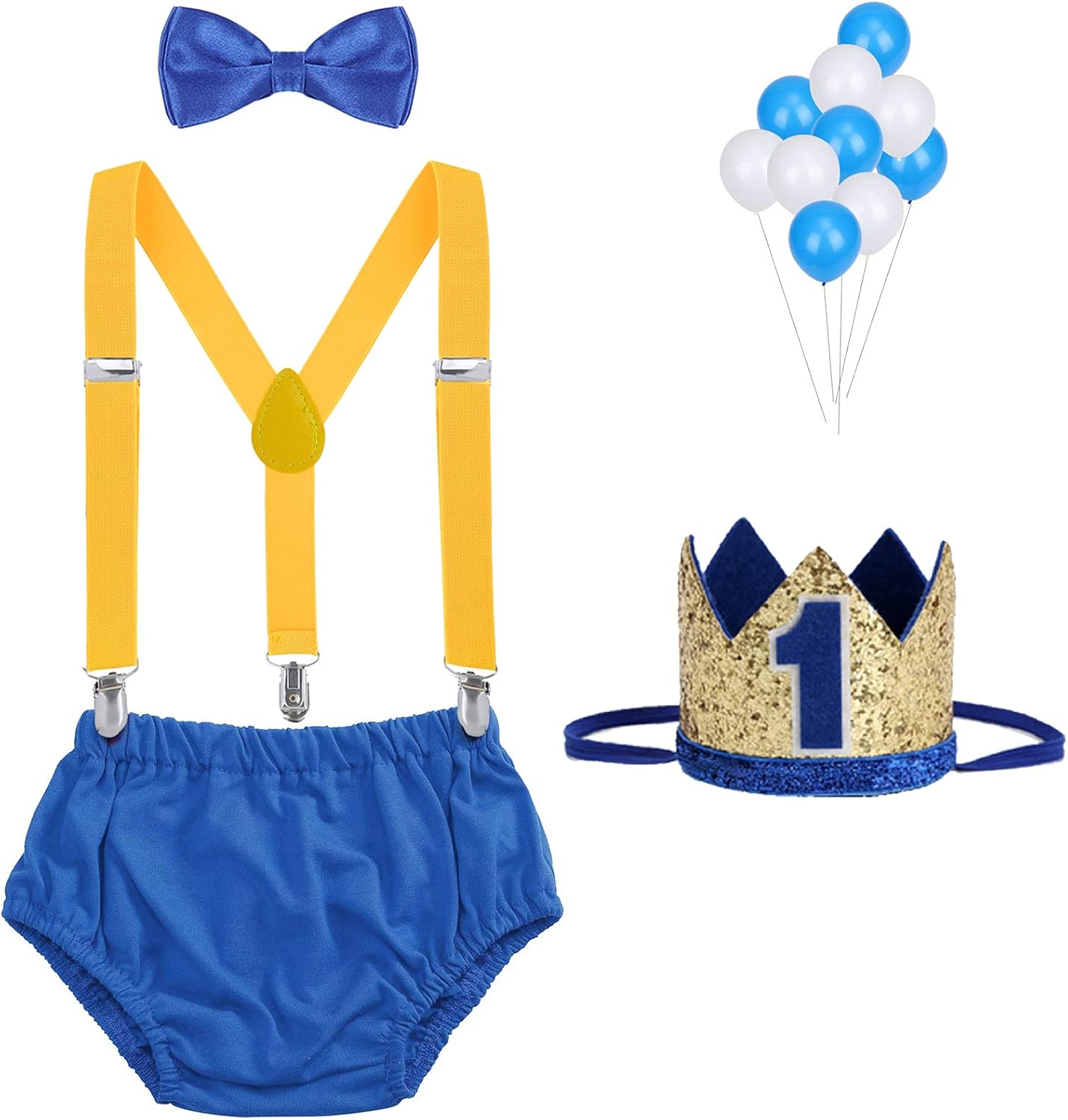Suspenders Set for Baby Boys - First Birthday Bow Tie and Diaper Cover