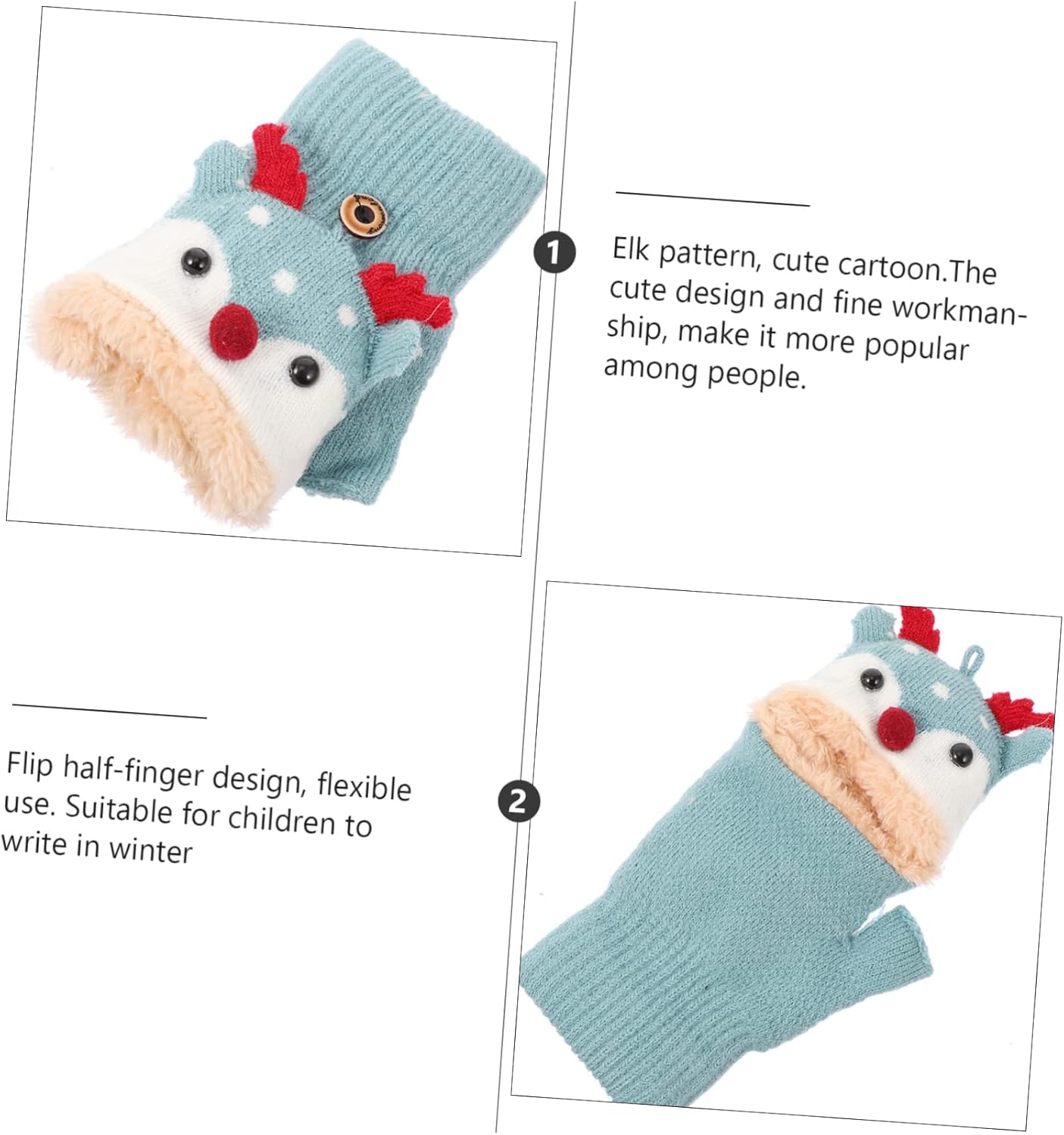 BESPORTBLEAdorable Windproof Half-Finger Gloves for Boys