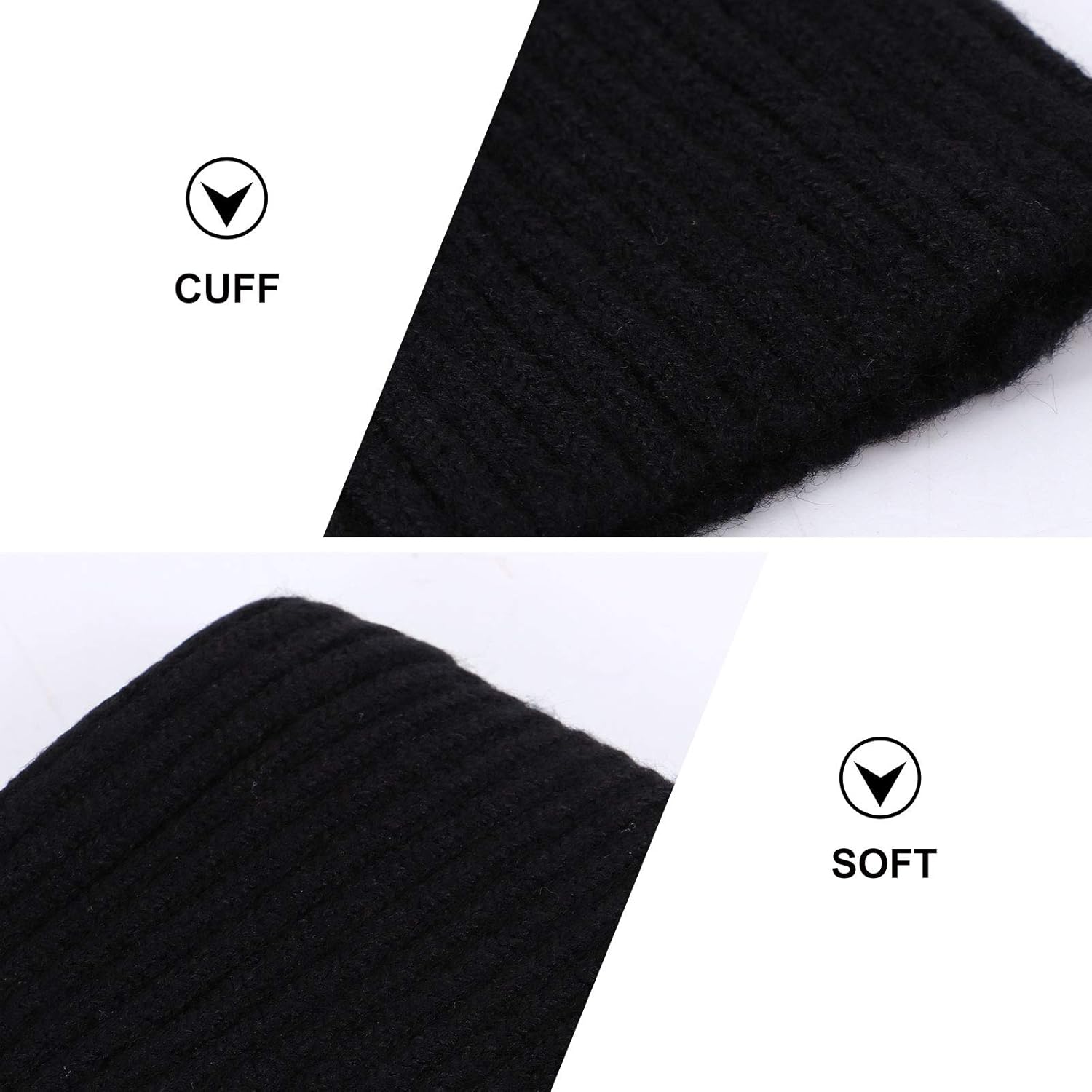 1 Pair Winter Warm Wool Gloves with Thumb Hole for Women