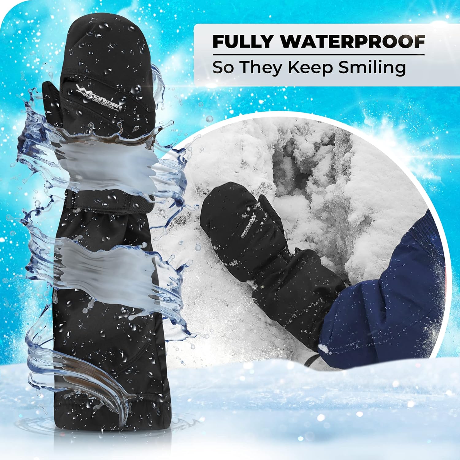 WindRider Toddler Waterproof Mittens Extreme Warmth Windproof Protection