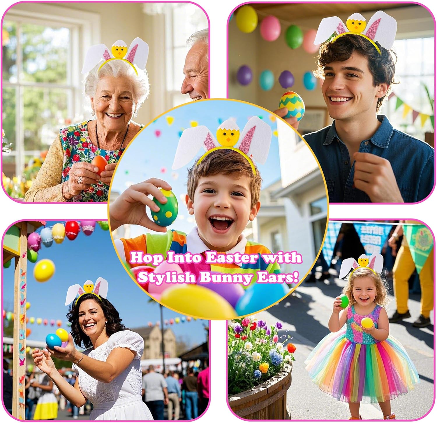 Olen Easter Bunny Ears Headband with Chick