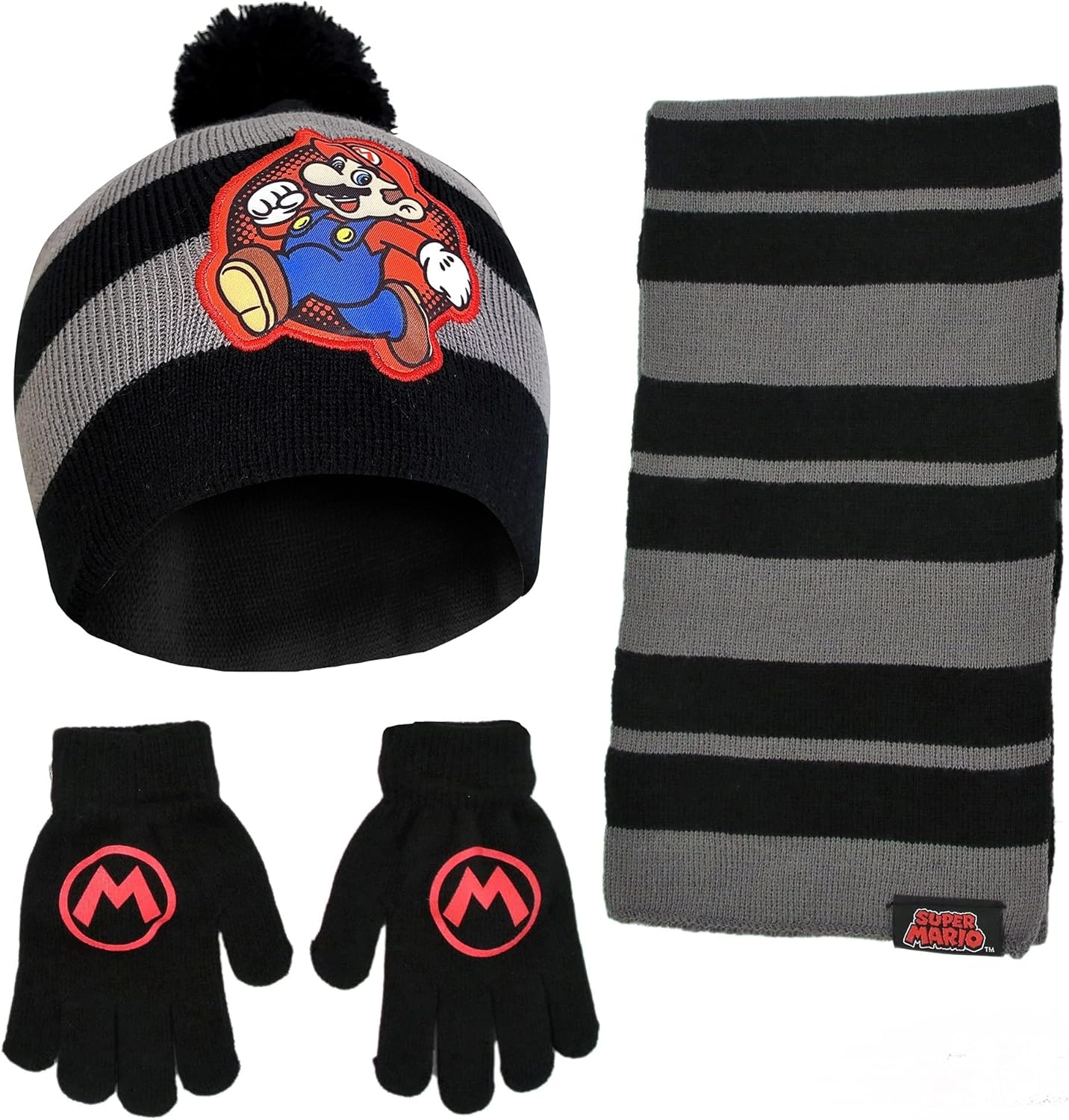 Nintendo Mario Kids Scarf Hat and Gloves Set