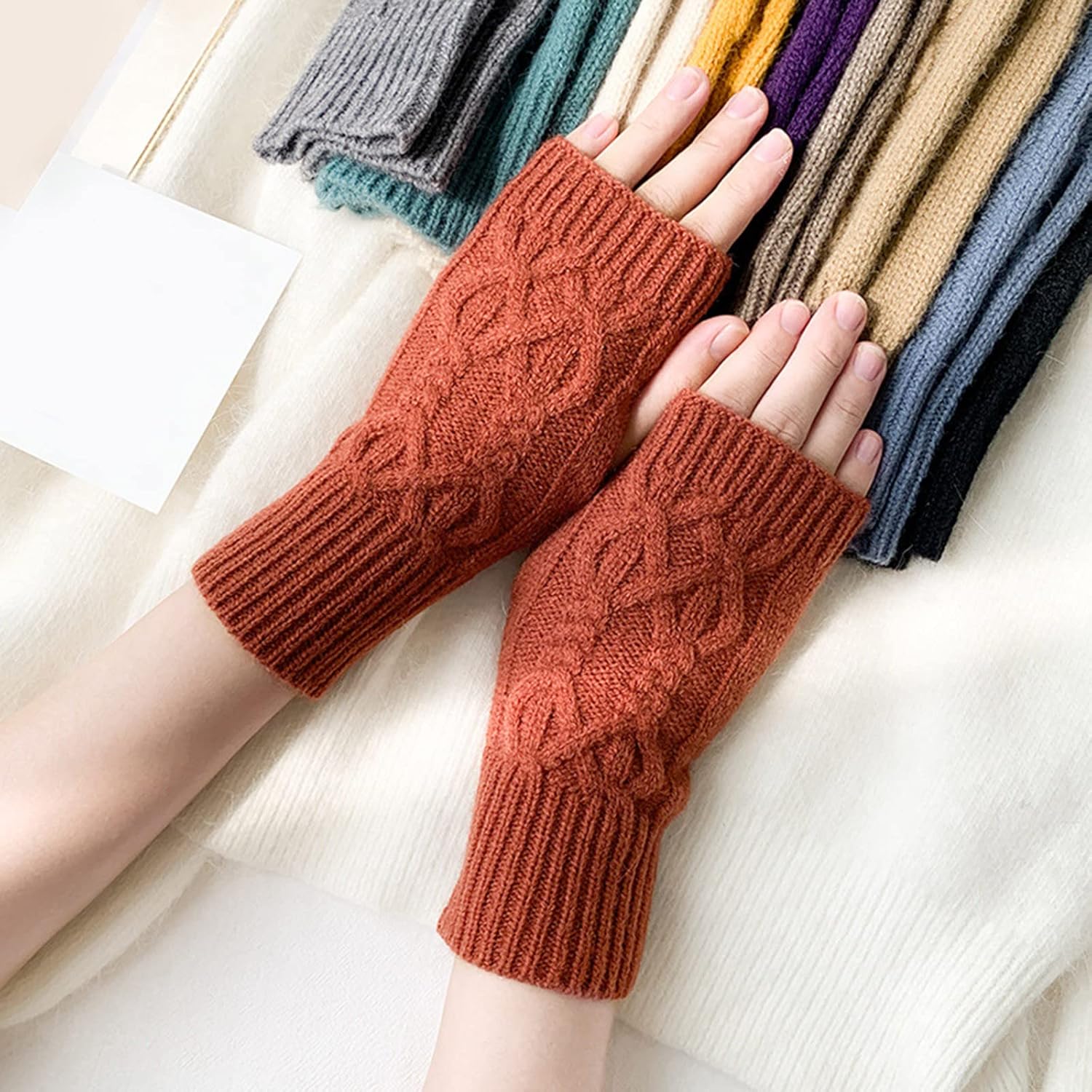 Thick Knitted Fingerless Gloves for Women