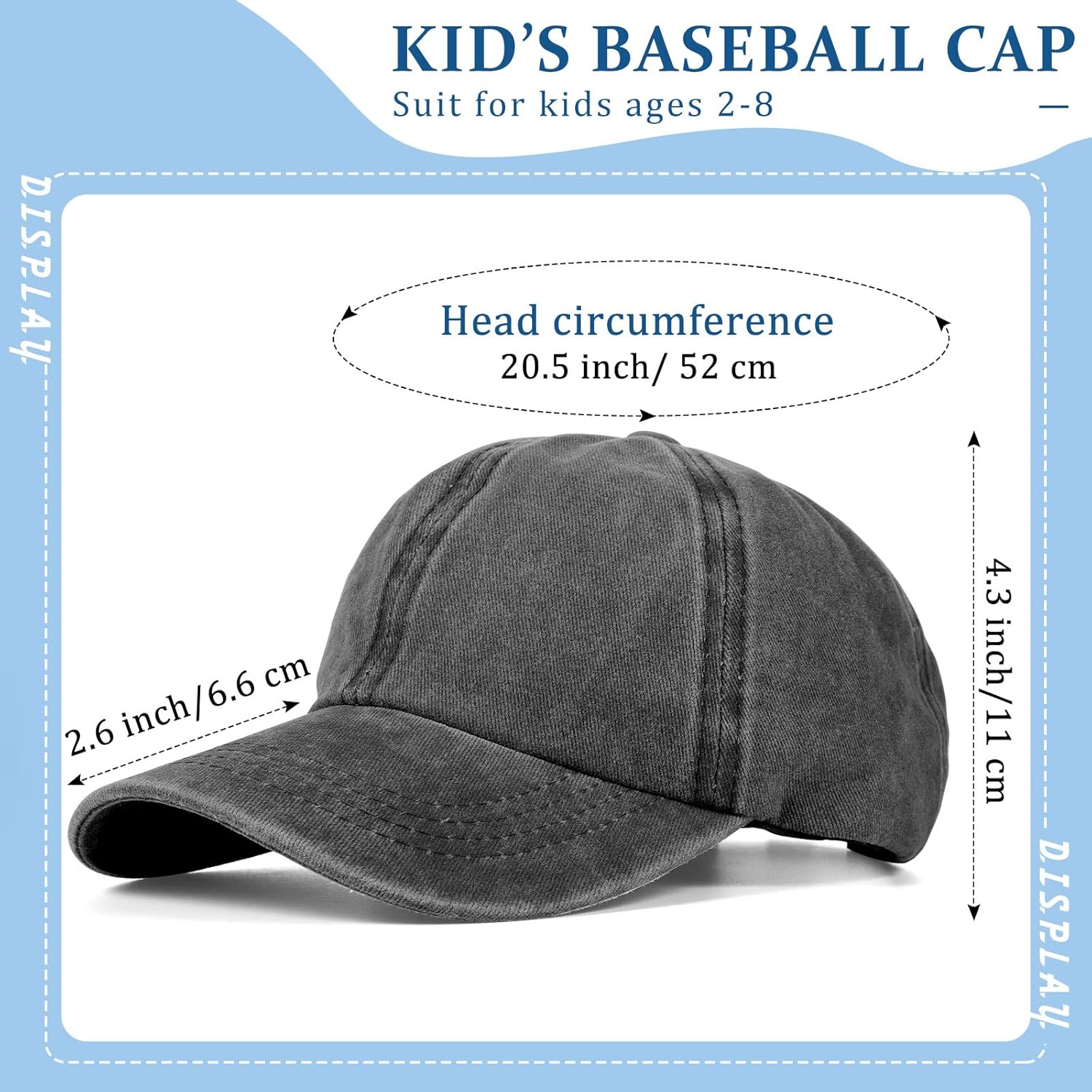 Adjustable Baseball Hats for Kids 10pc Set Boys Girls Distressed Washed