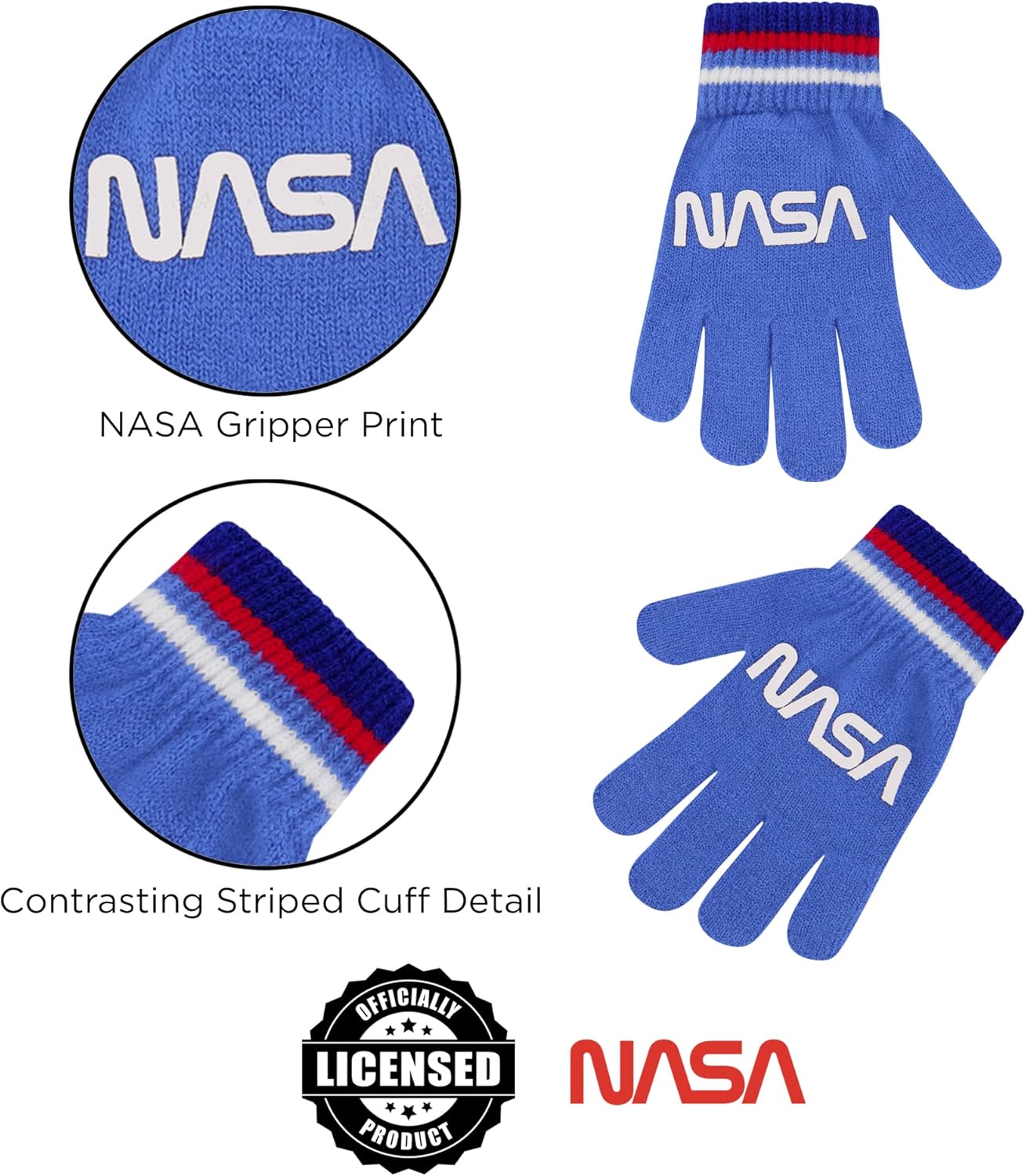 NASA Themed Winter Hat Gloves Set for Kids tas