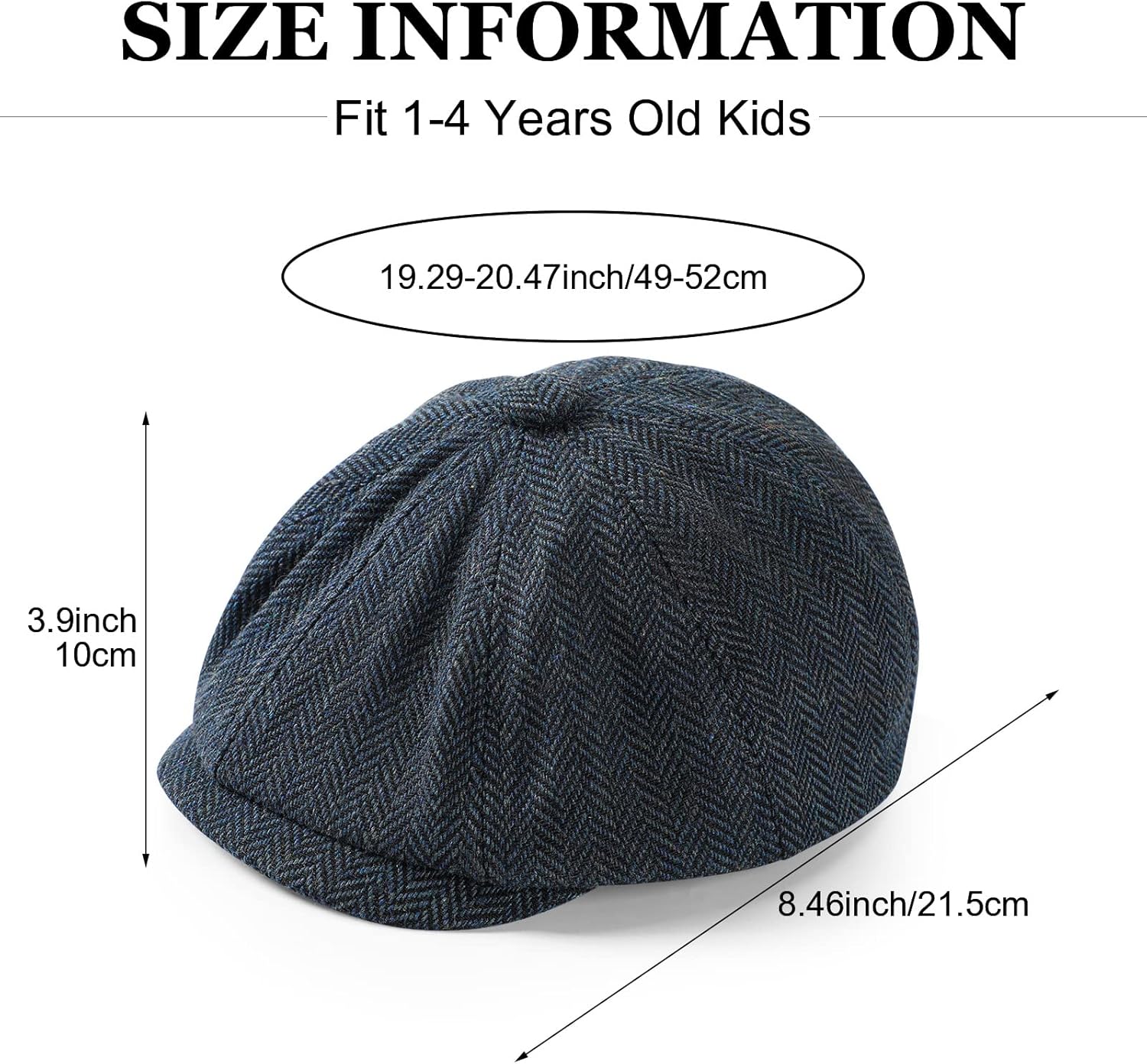 Classic Boys Herringbone Pattern Newsboy Hats