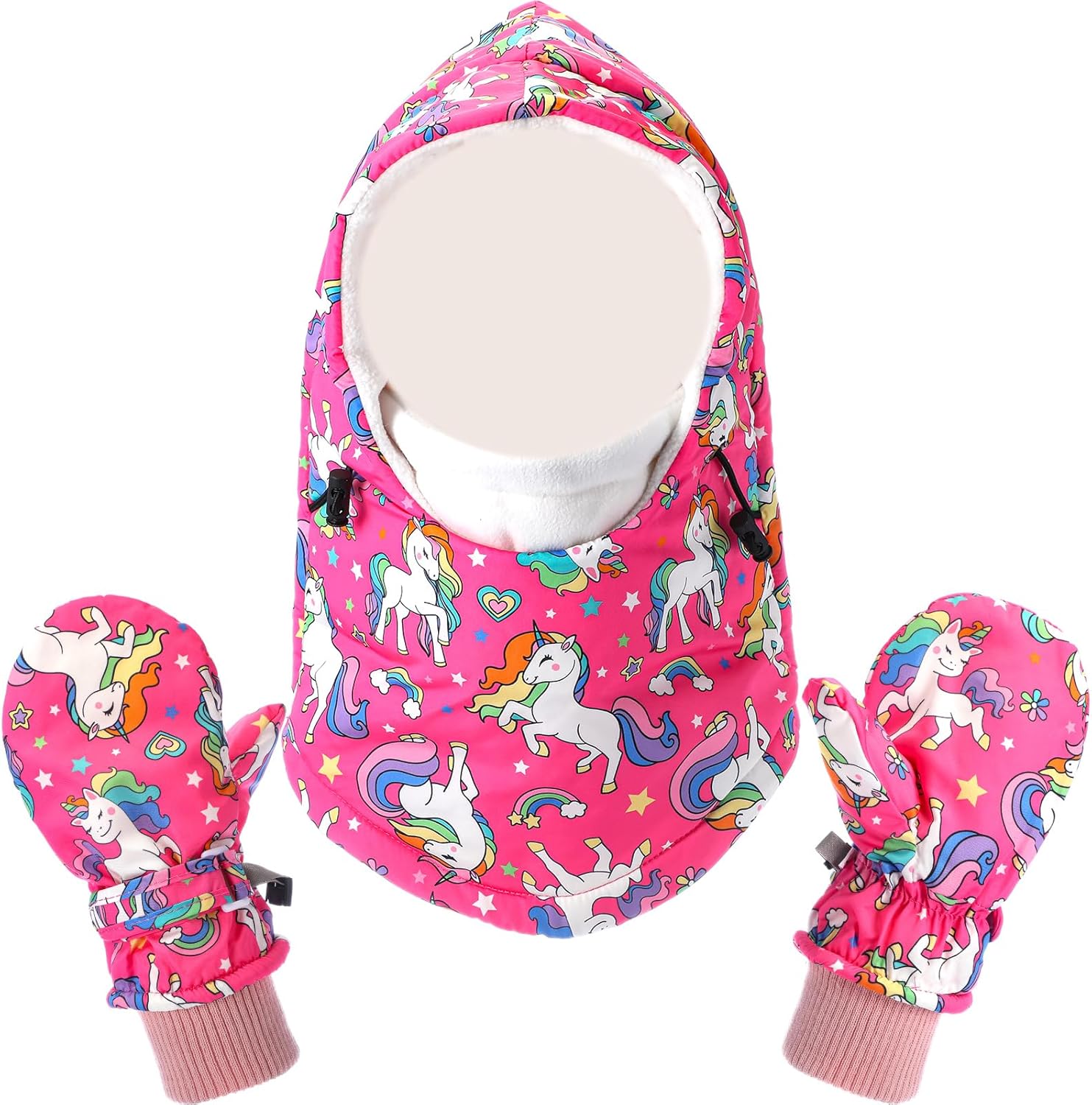 Geyoga Kids Winter Balaclava Set with Gloves Scarf Waterproof Windproof for Toddler